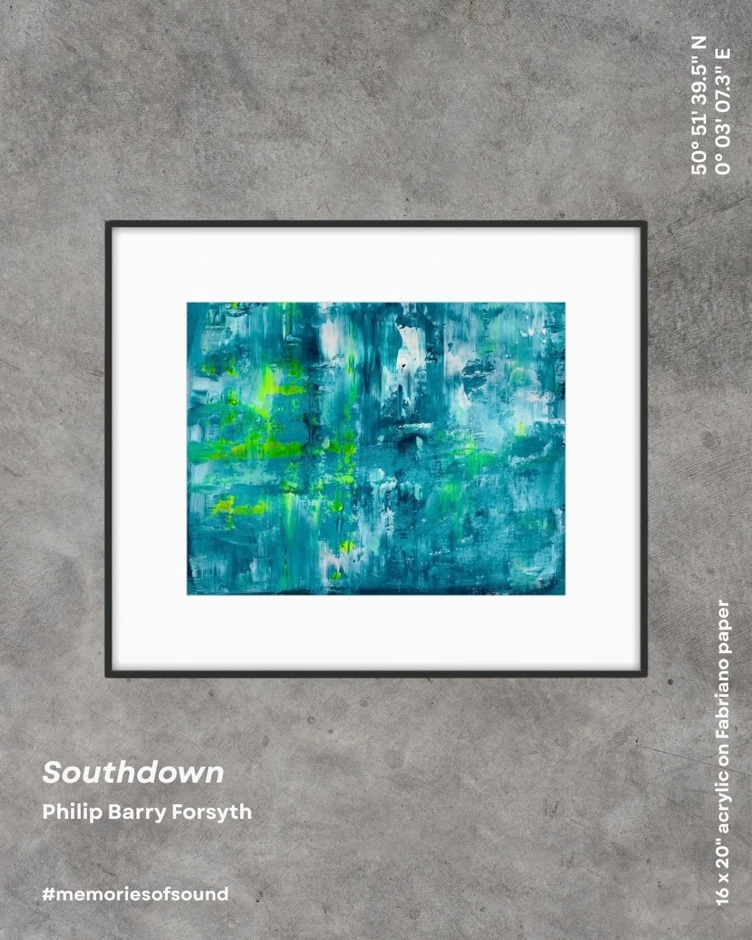 People often remark on how a sound can be translated into a painting. But my practice is more about my memory of a sound. Memory is unreliable and that's what makes it intriguing for me. 

This new painting is Southdown (2026). It's based on a walk n