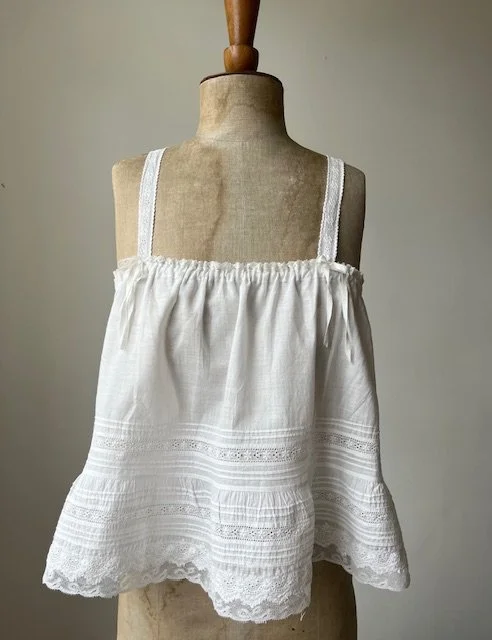 Edwardian Inspired Hand Tailored Top Camisole | White Lace Pintucks | XS-S