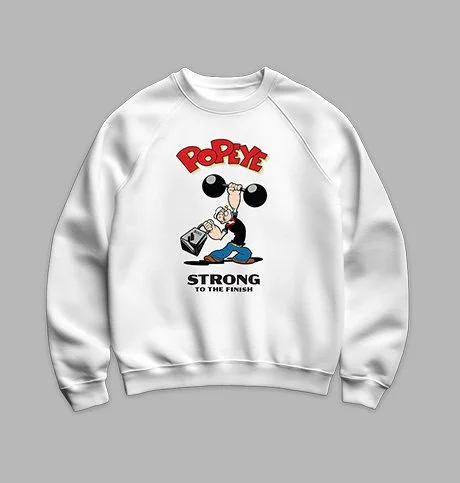 Popeye Strong to the Finish White Jumper