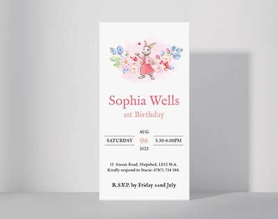 1st Birthday (Kids Illustrated) Custom Size Hand-out