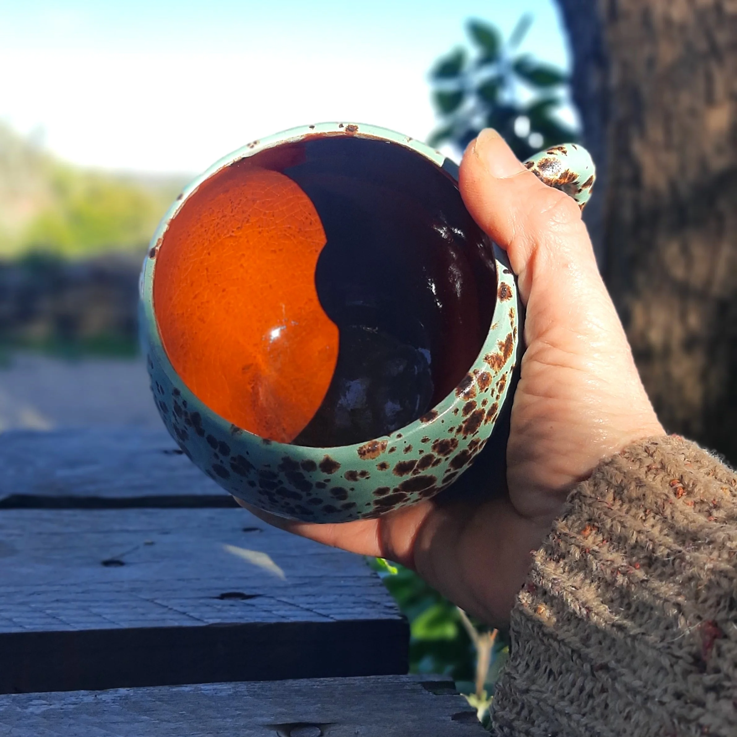 mug ronde bleu planete et miel 1.jpg