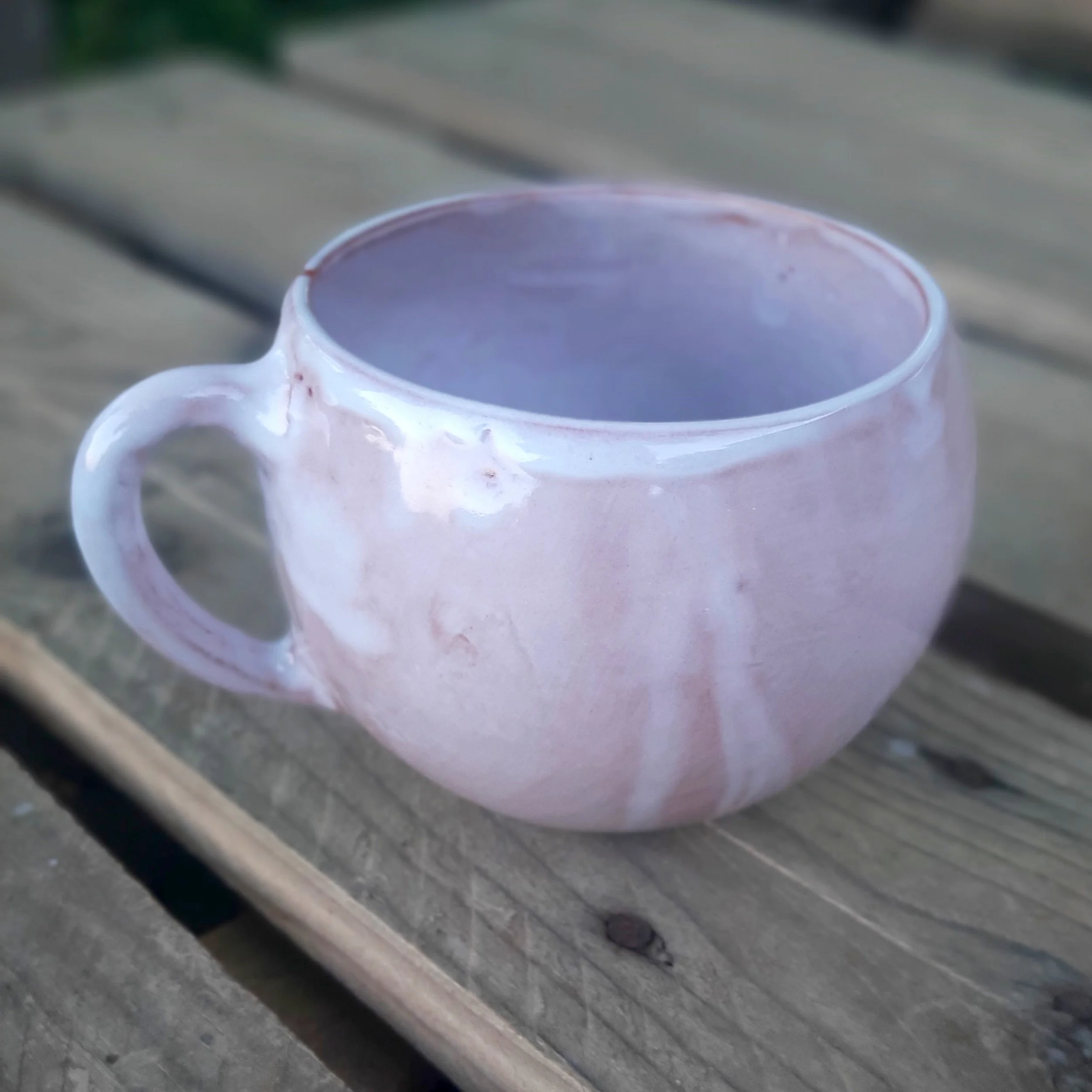 Round ceramic tea cup, milky white