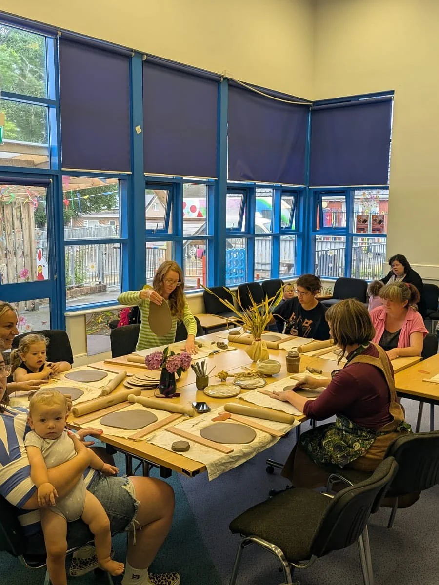 As part of our Heritage project this week in Cardigan, we made plates for our harvest feast. We explored harvest traditions like the last sheaf and took inspiration from a beautiful discussion about land connection and what it means to us. We were lu