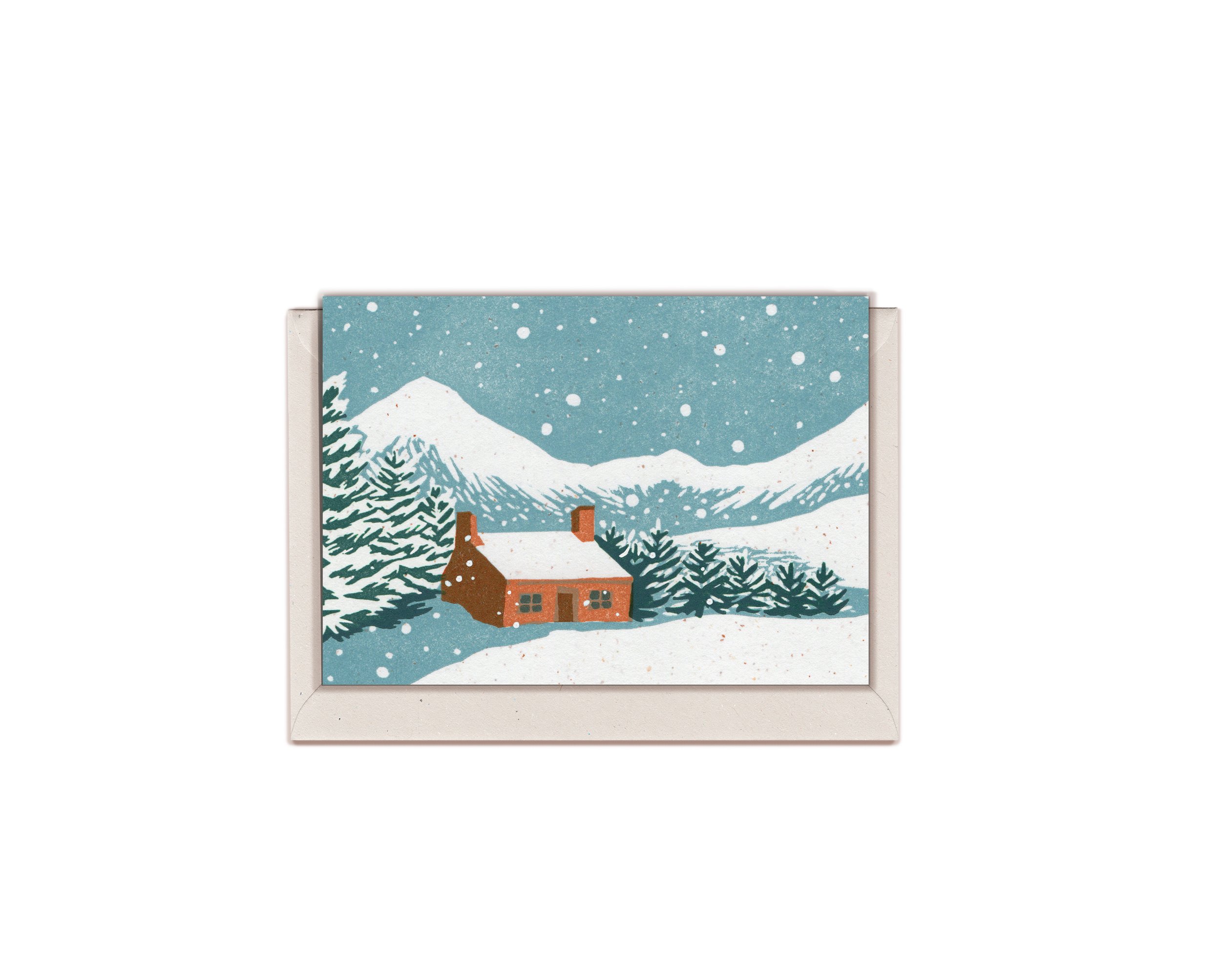 Winter Cabin Greetings Card