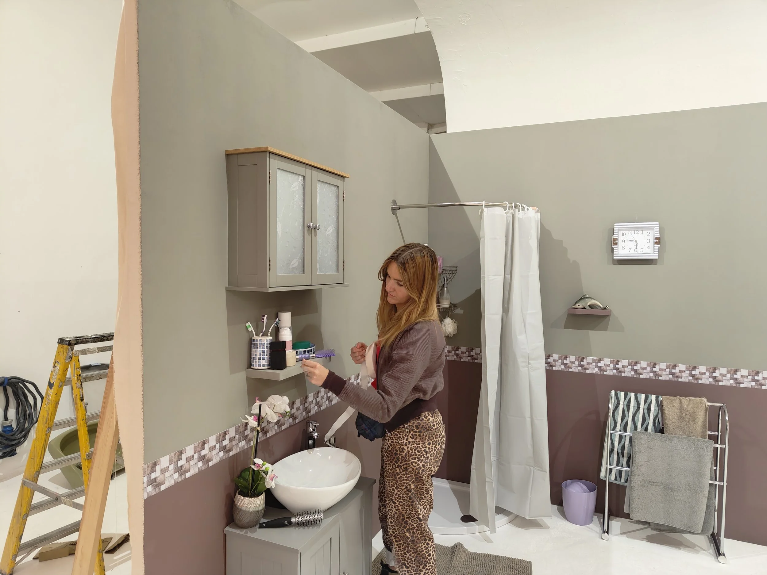 Maddy in our 1990's bathroom set