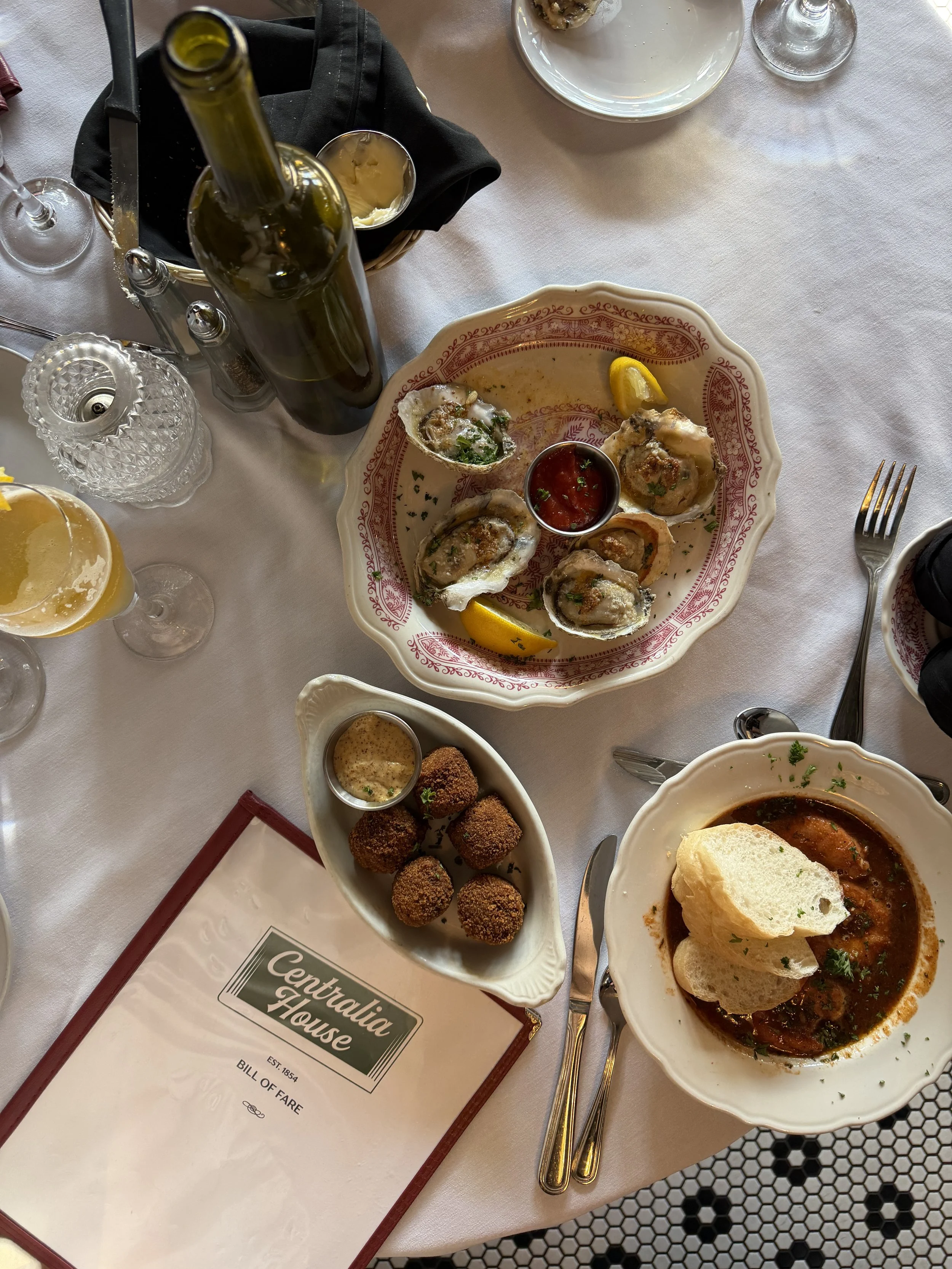 Dinner at The Centralia house, a New Orleans style steak house
