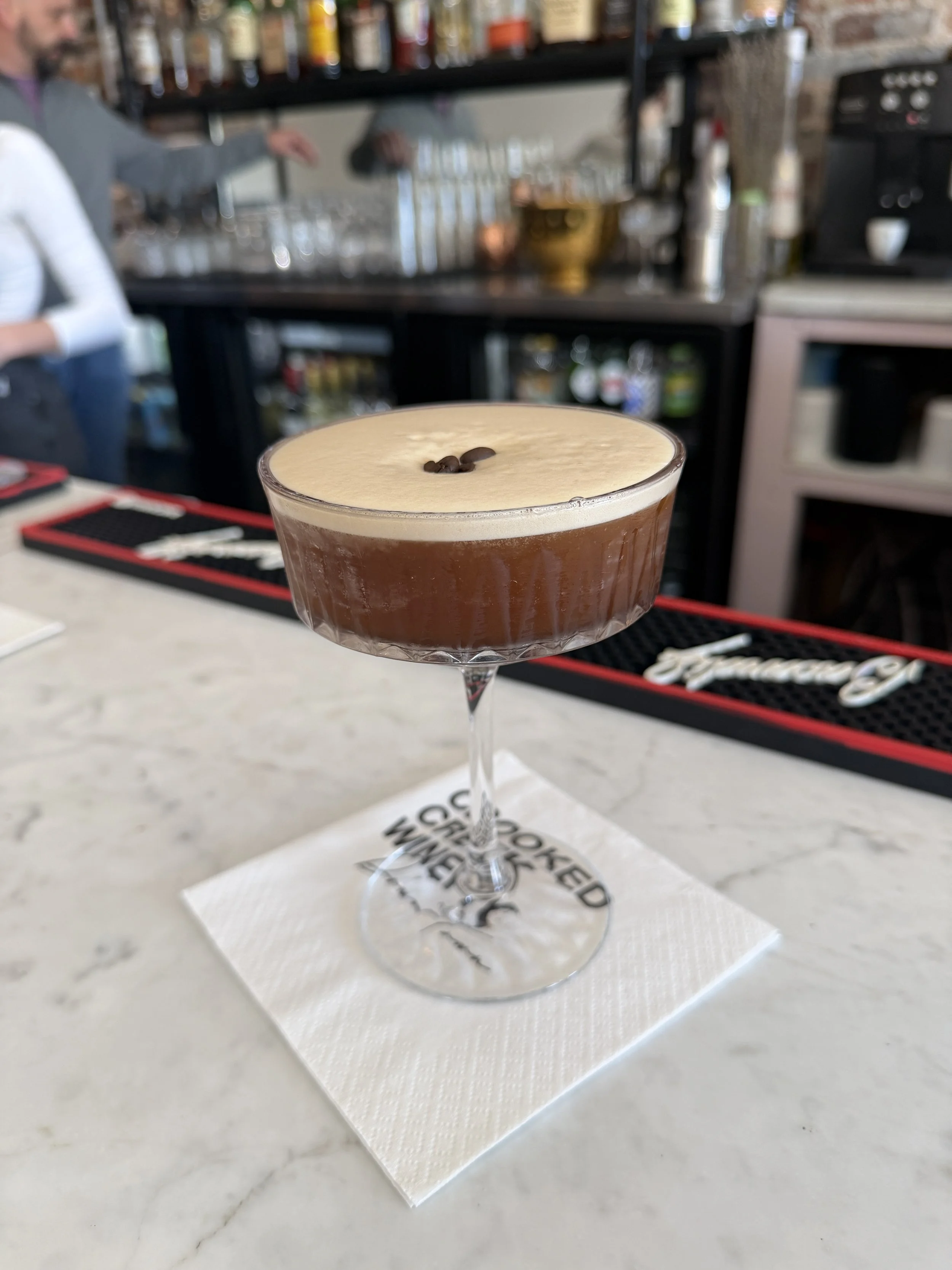 Espresso martini at Crooked Creek winery.