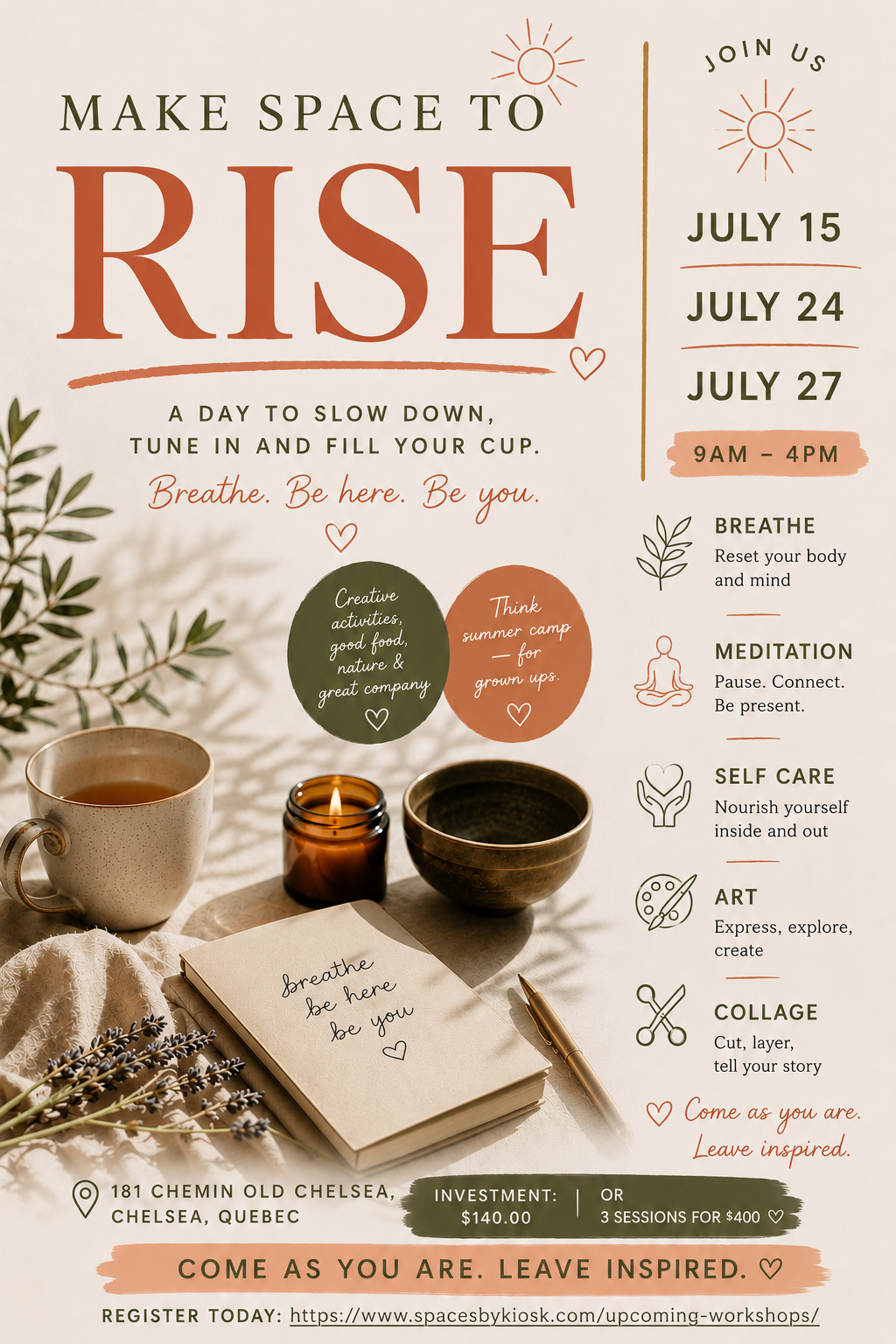 WORKSHOP: Make Space to Rise/Créer de la place pour rayonner - Day 3/Jour 3