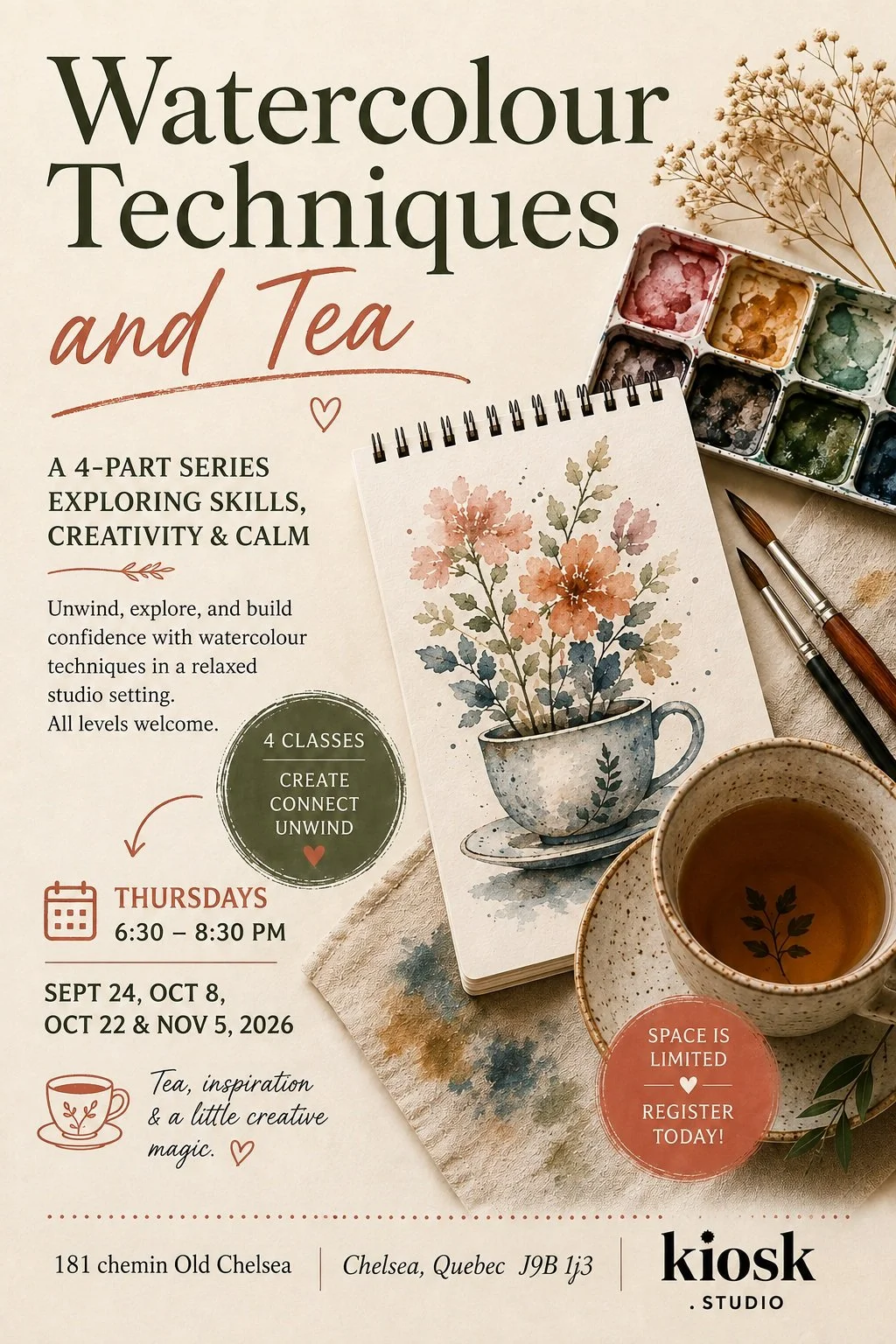 SERIES: Watercolour Techniques and Tea (4 Sessions)