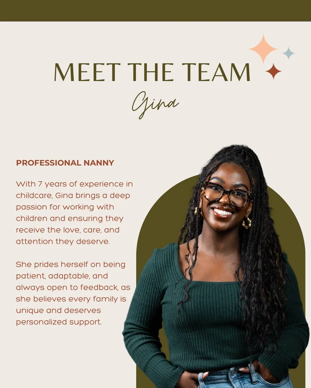 🌟 Meet The Team 🌟

Gina&rsquo;s passion for childcare shines in every moment 💚  With patience, adaptability, and a genuine love for helping little ones thrive, she makes each family&rsquo;s day a little smoother and a lot brighter. 

Parents can c