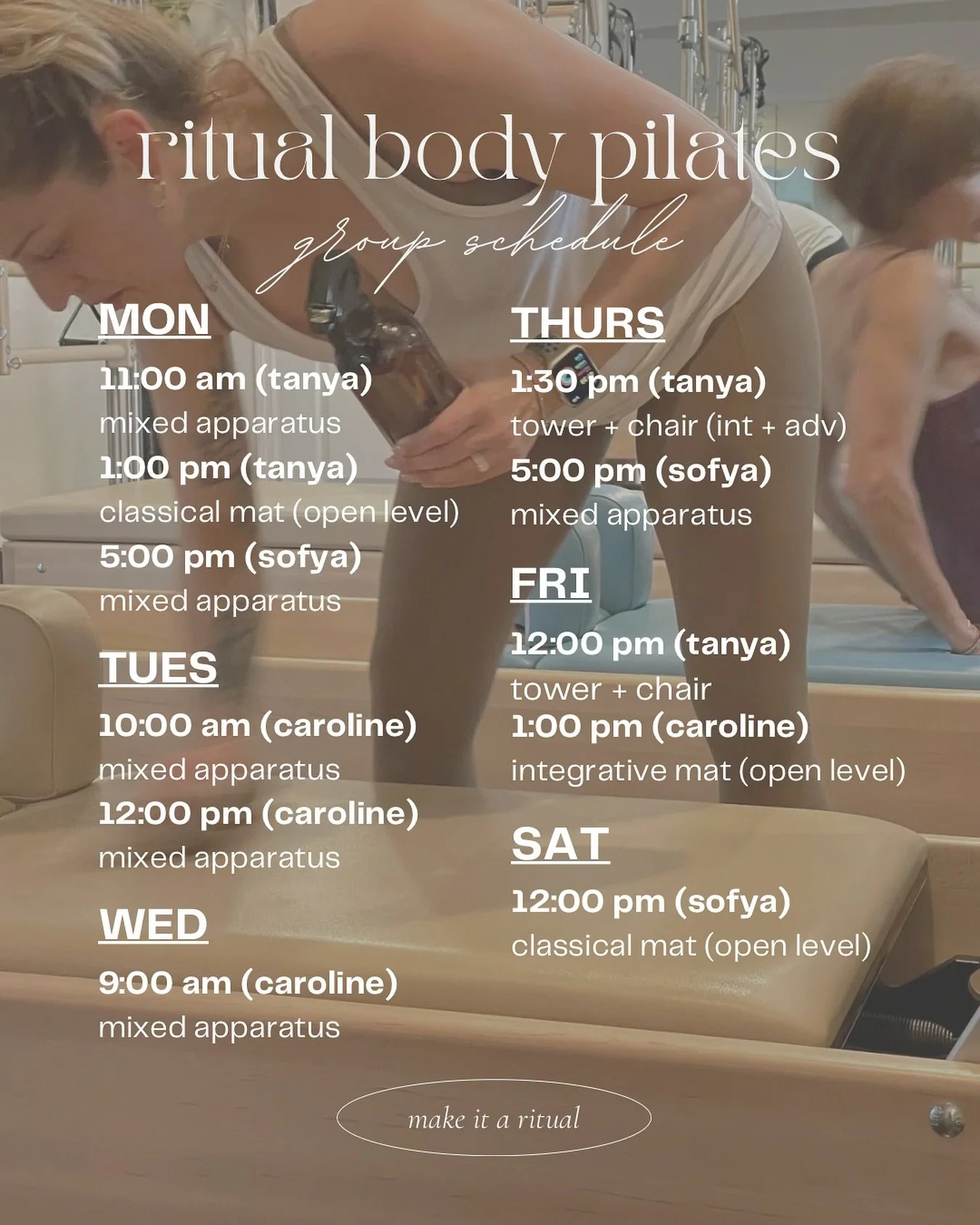 some sweet new offerings from your fave pilates team! join us for some of our small group classes starting week of 9/22 🫶🏼 

our intimate setting allows for meaningful movement, consistent instruction, and attention dialed in 🎯

sign up on mindbod