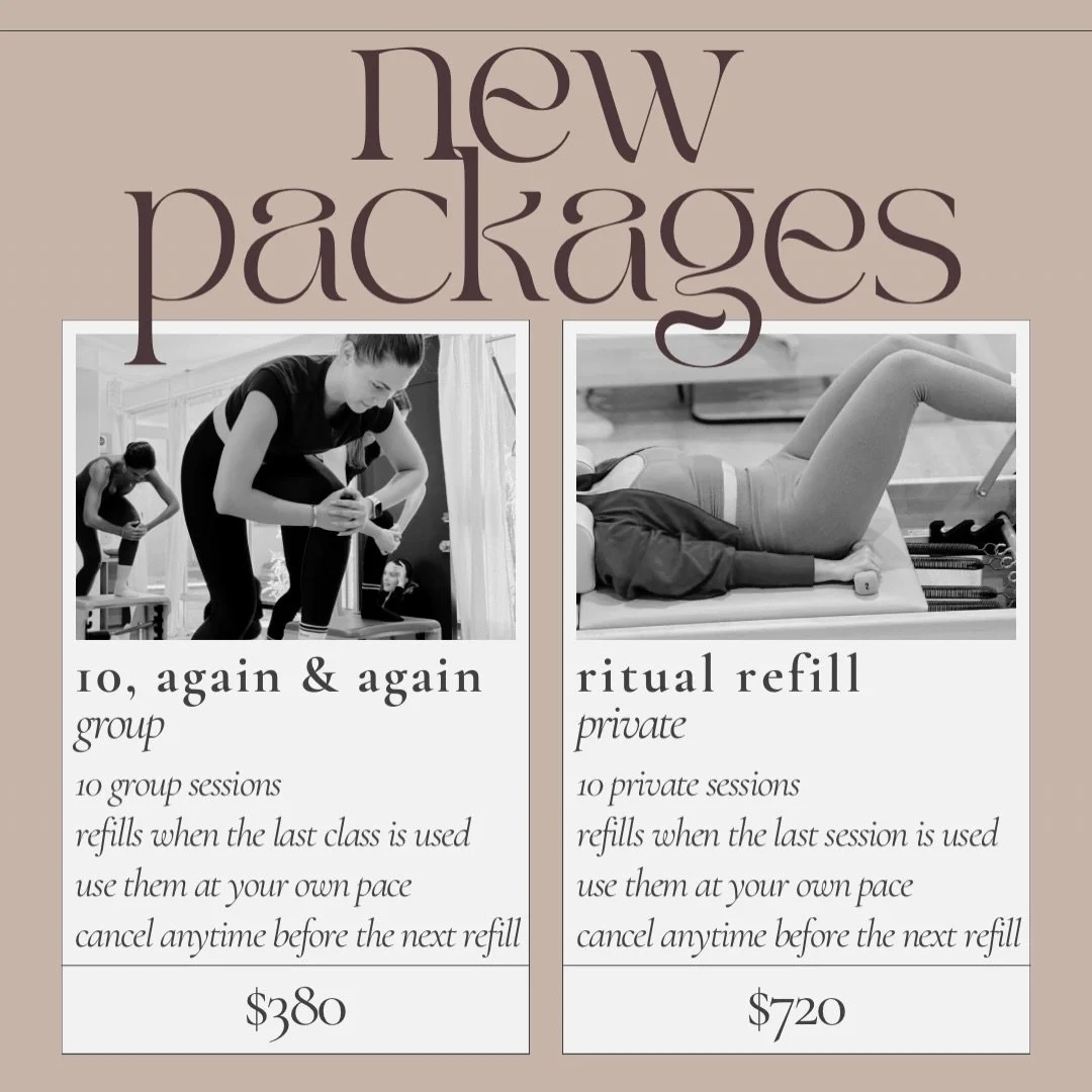 &ldquo;in 10 sessions you&rsquo;ll feel the difference.
in 20 you&rsquo;ll see the difference.
and in 30 you&rsquo;ll have a whole new body.&rdquo;
- what joe said

introducing ✌🏼new ways to keep your practice flowing :

10, AGAIN &amp; AGAIN
RITUAL