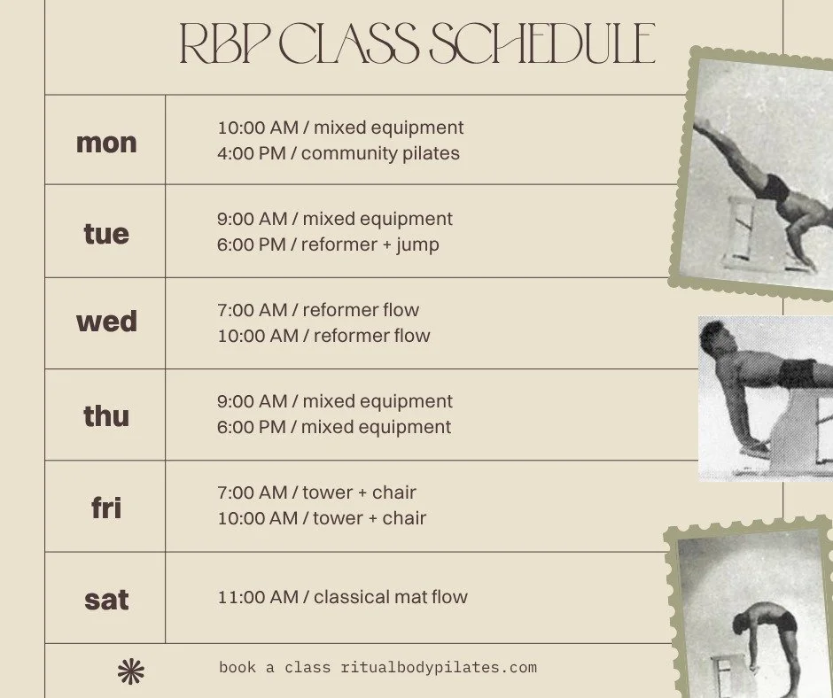 summer is here + so is our new schedule!
look out for some changes to our schedule starting next week! 🫱🏼&zwj;🫲🏽

a little more consistency, an additional reformer + jump class, earlier morning options, later evening classes, + mat flow moving to