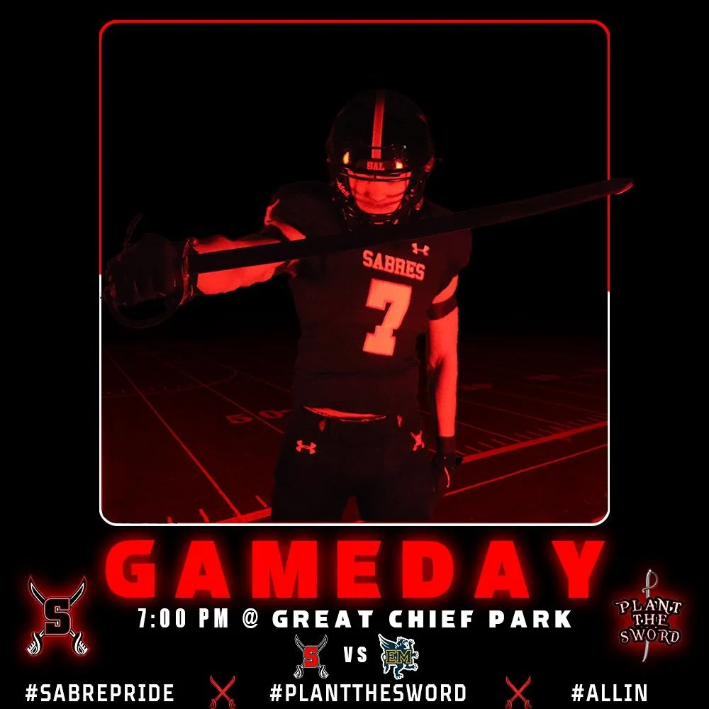 Gameday @ Great Chief!! It’s time to plant the sword🗡️
#SABREPRIDE🔴⚔️⚫️
#PTS🗡️
#ALLIN🔴⚔️⚫️