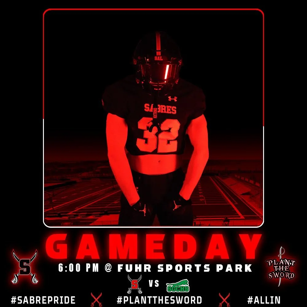 Gameday @ Fuhr Sports Park!! Let’s go take what’s ours!!🔴⚔️⚫️
#SABREPRIDE🔴⚔️⚫️
#PTS🗡️
#ALLIN🔴⚔️⚫️