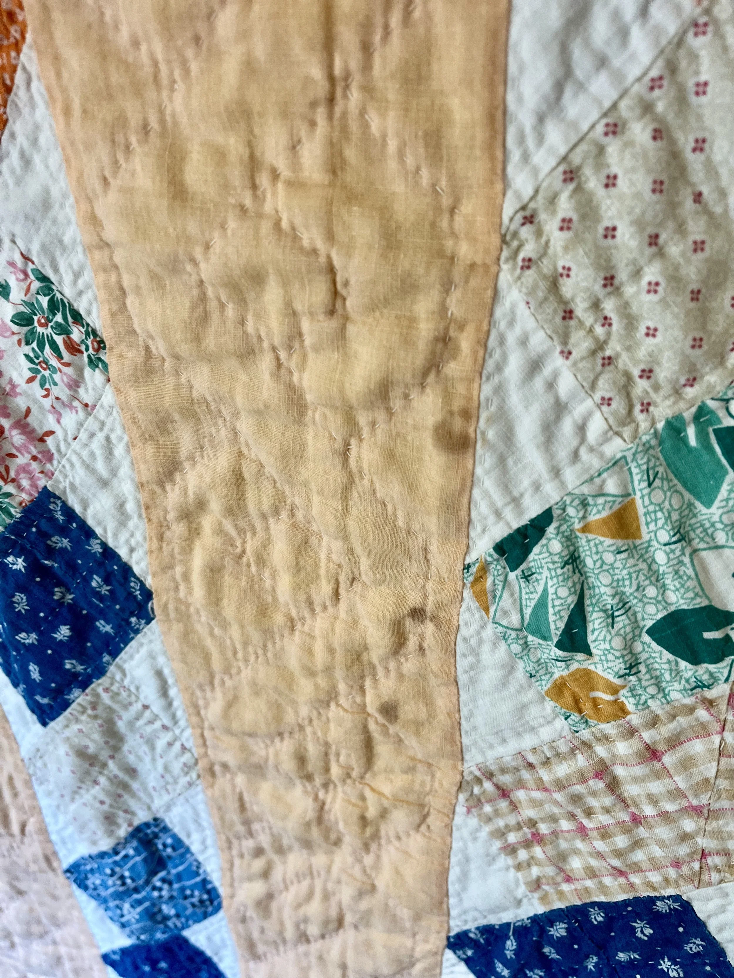 Vintage, handmade brickwork quilt with documentation