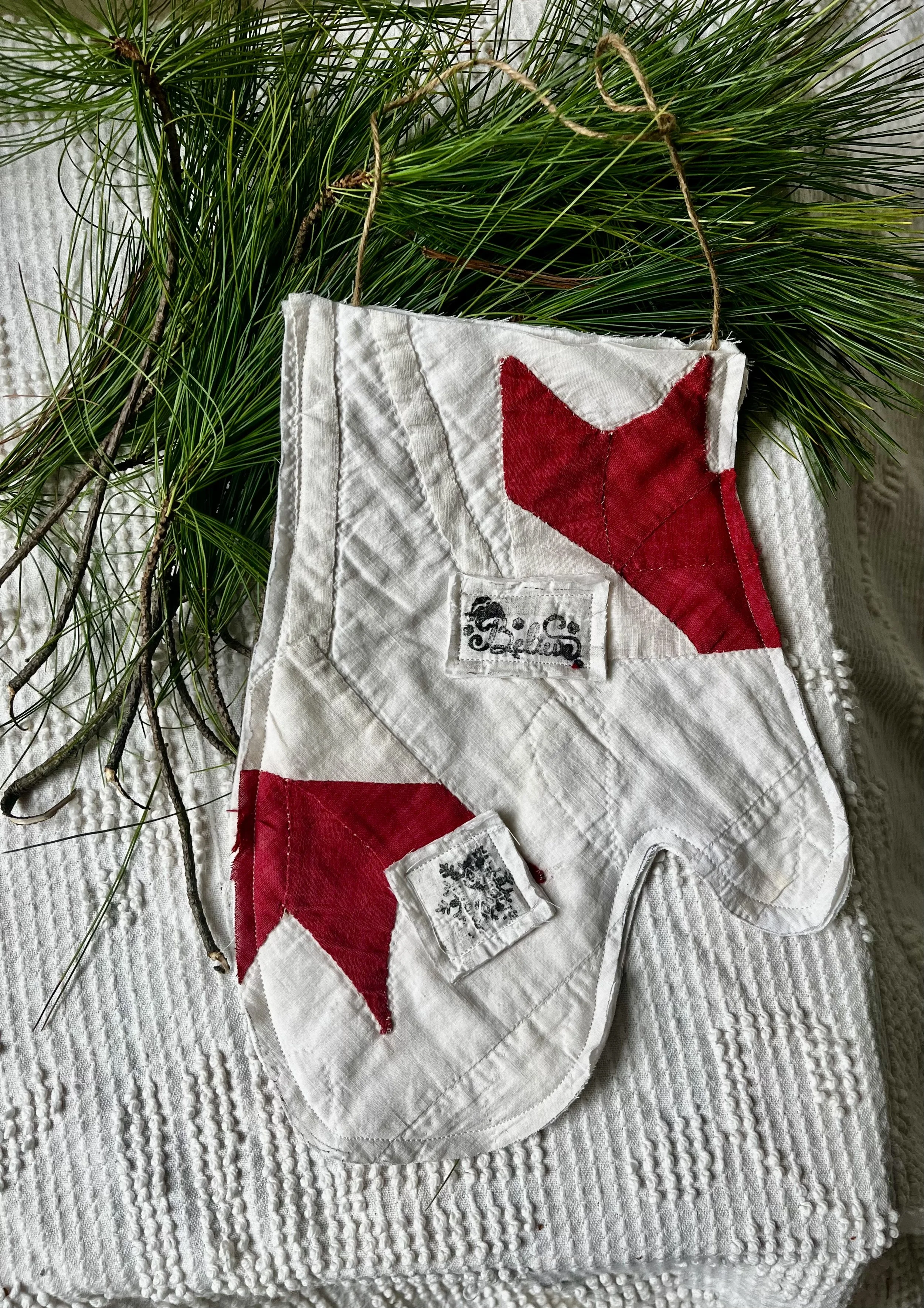 Large Hanging Antique Quilt Mitten