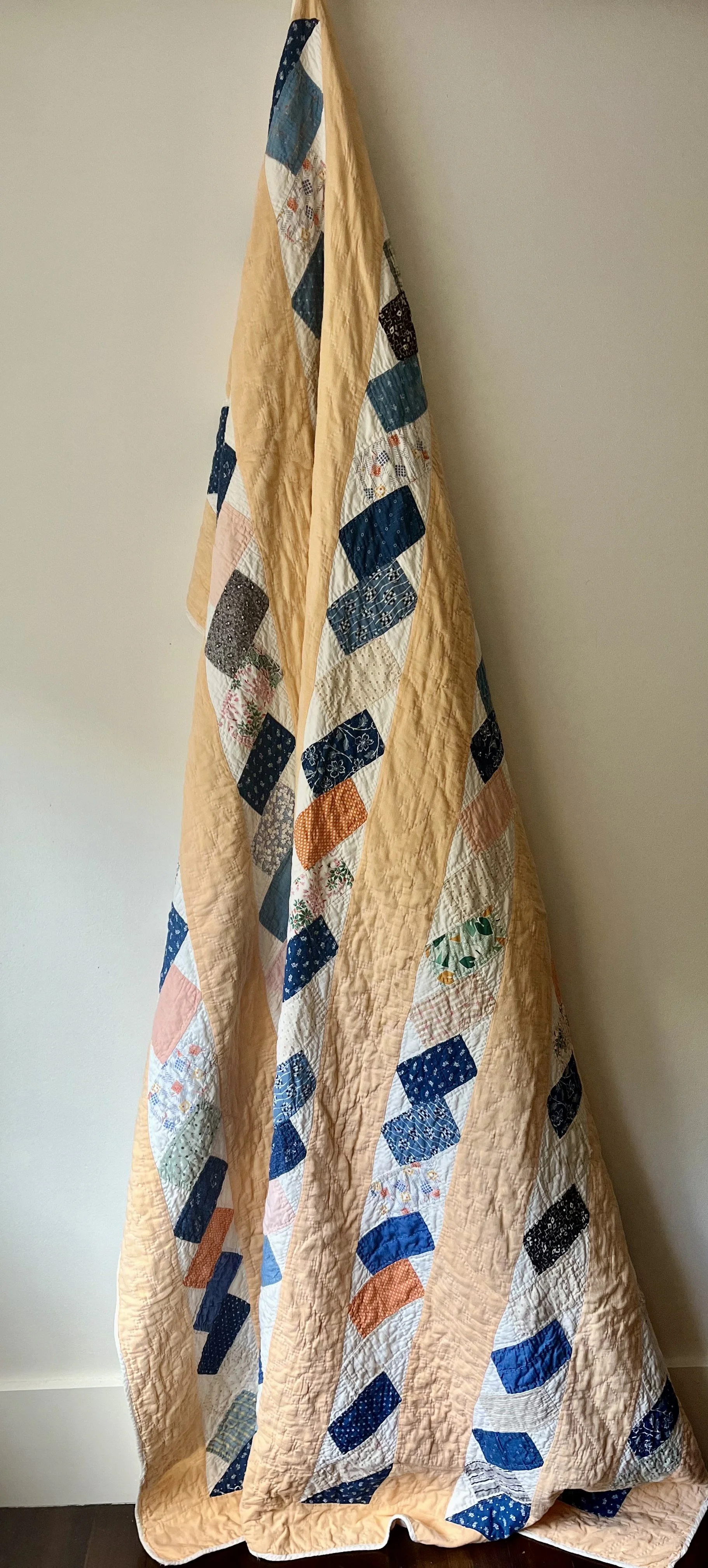 Vintage, handmade brickwork quilt with documentation