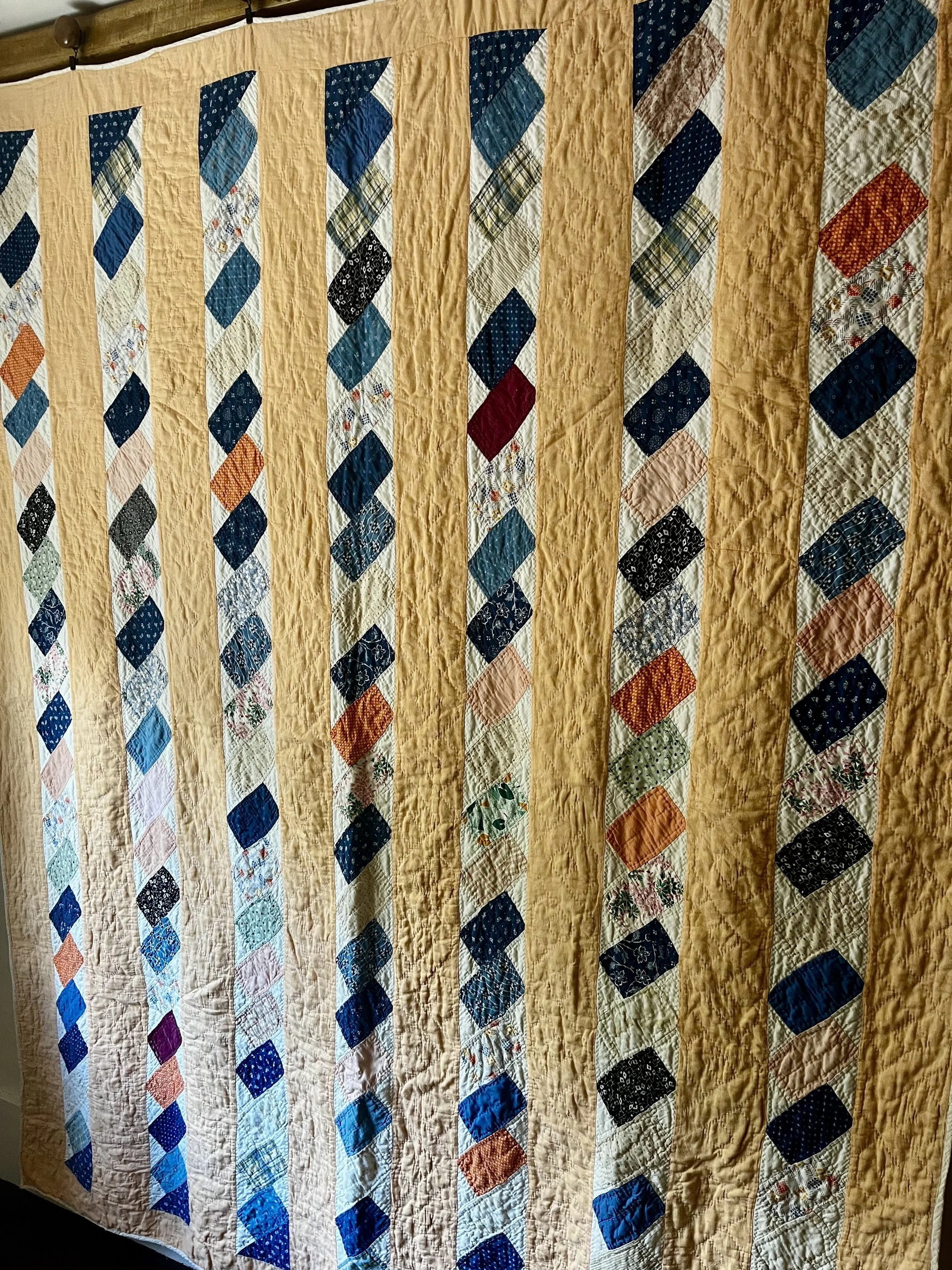 Vintage, handmade brickwork quilt with documentation