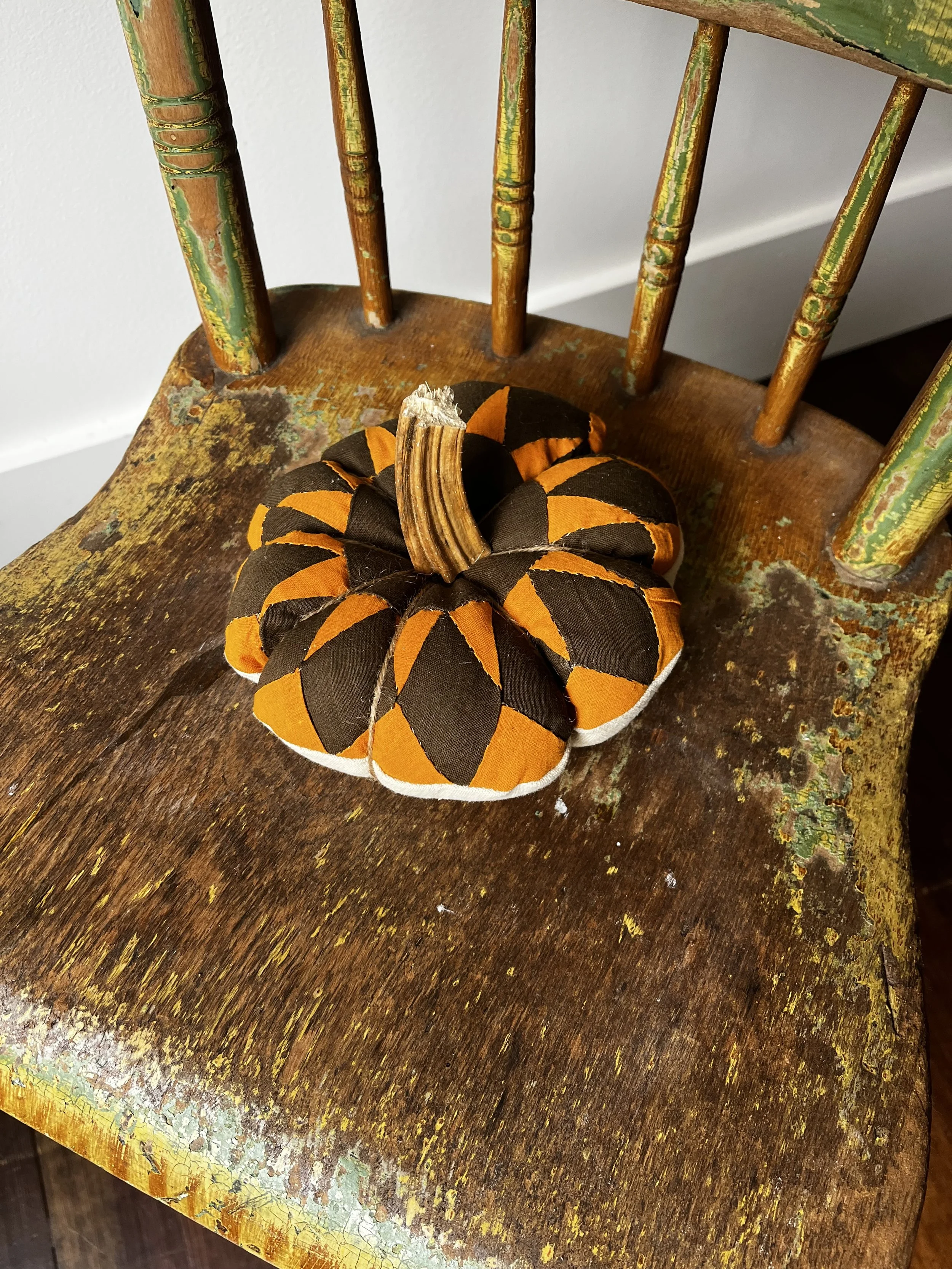Quilted Pumpkin with Real Stem