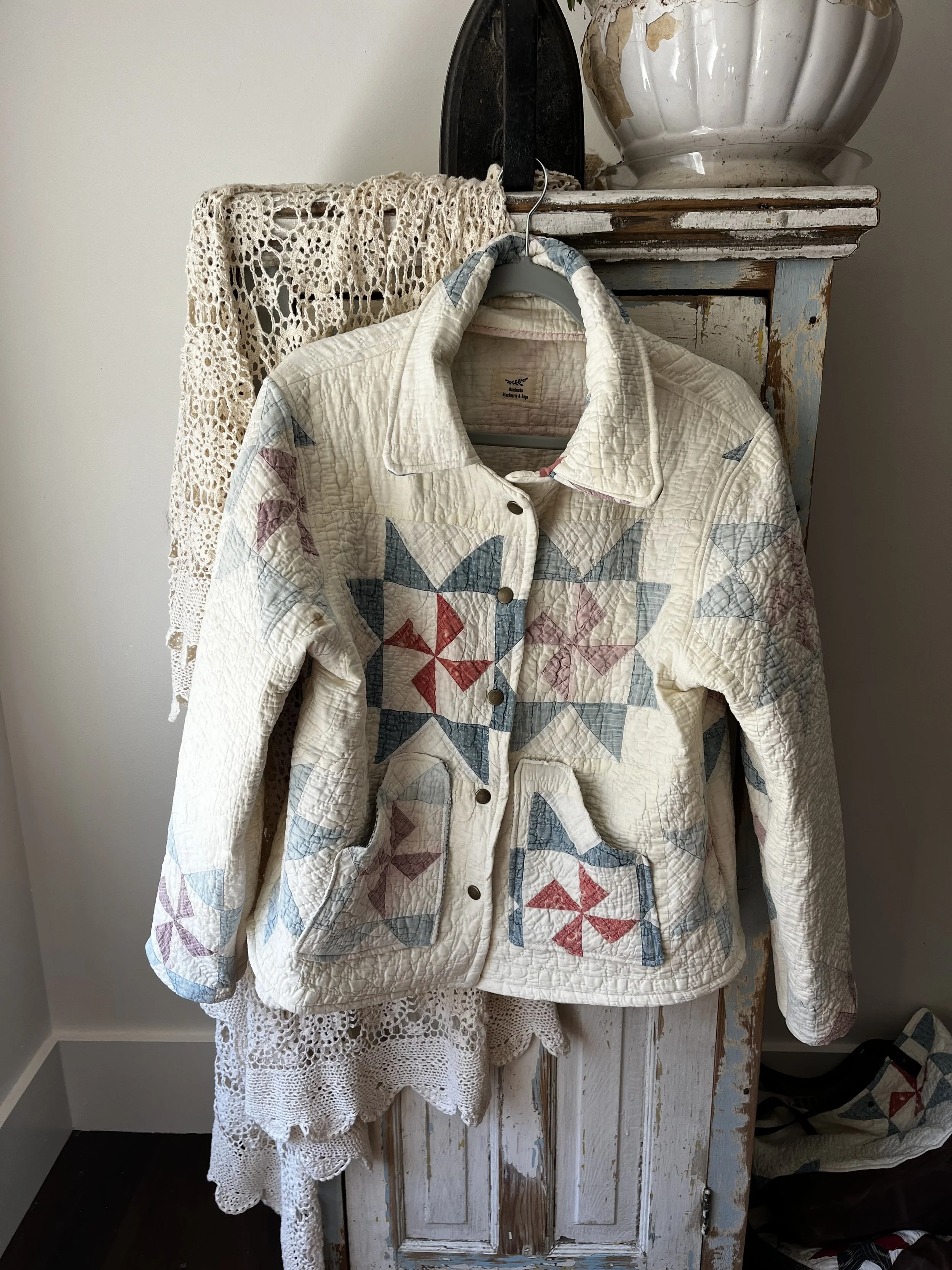 Pinwheel Handmade American Antique Quilt Coat