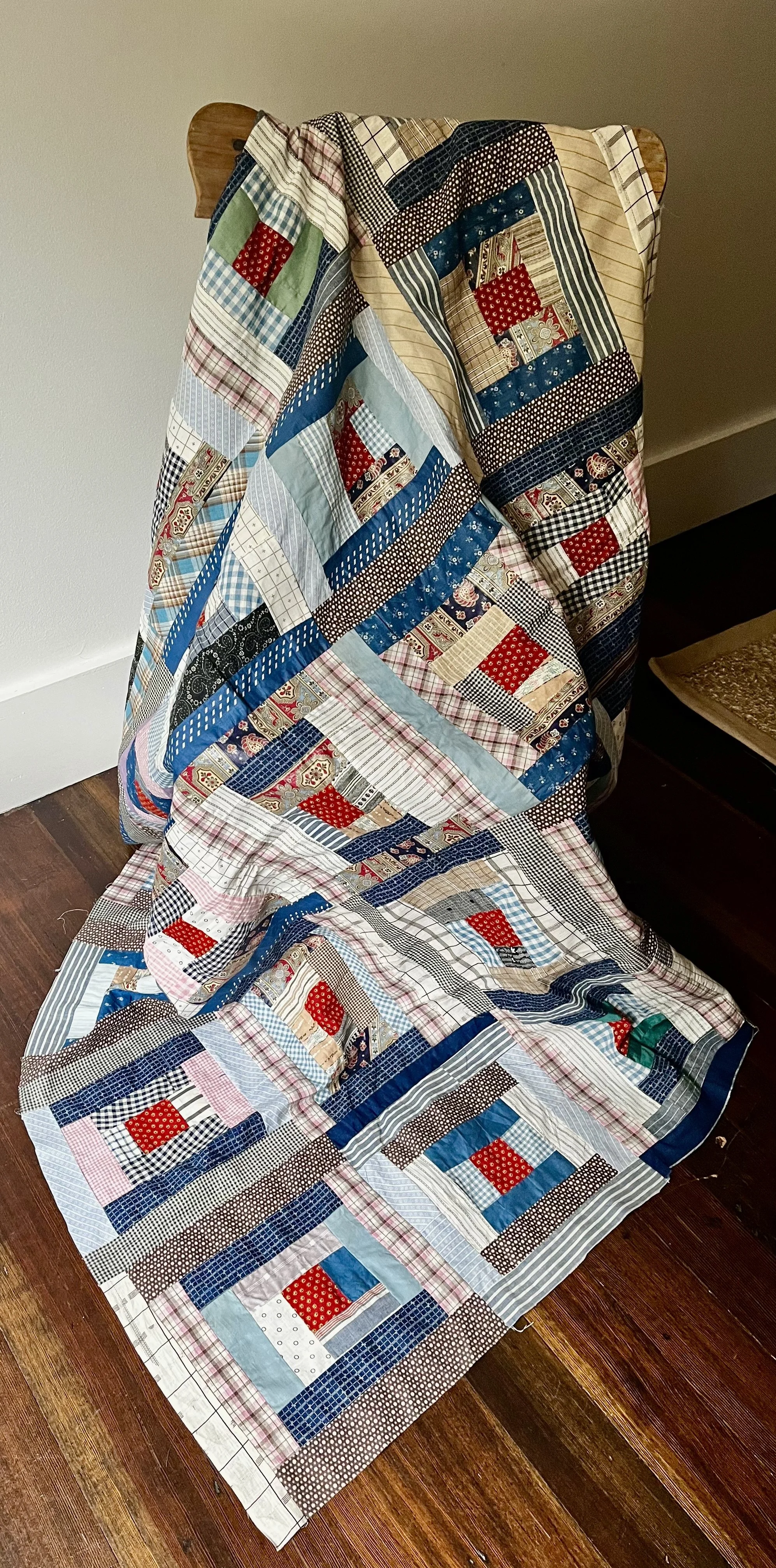 Vintage Log Cabin Quilt Top