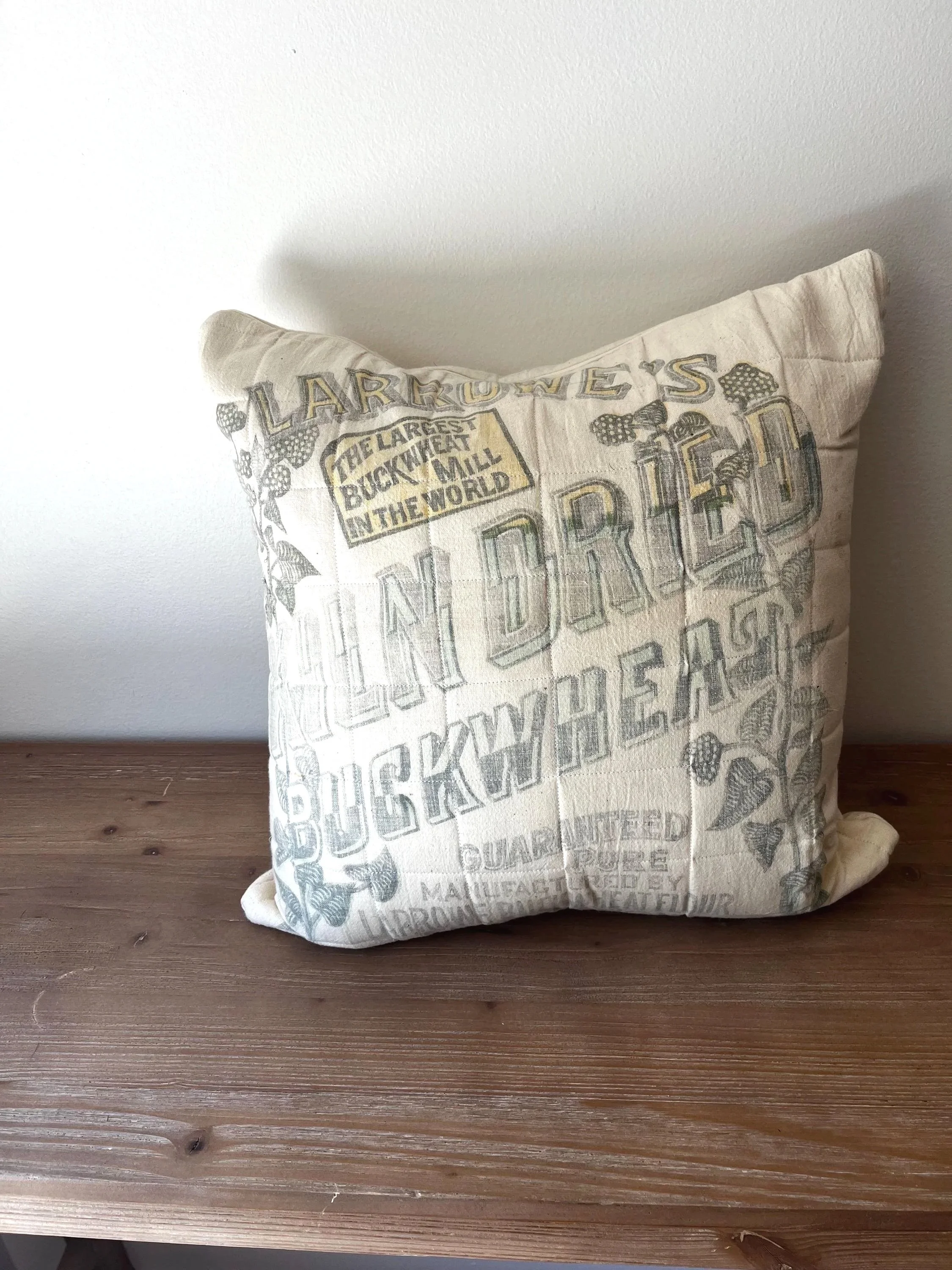 Larrowe's Kiln Dried  Buckwheat Authentic Antique Sack Pillow Cover