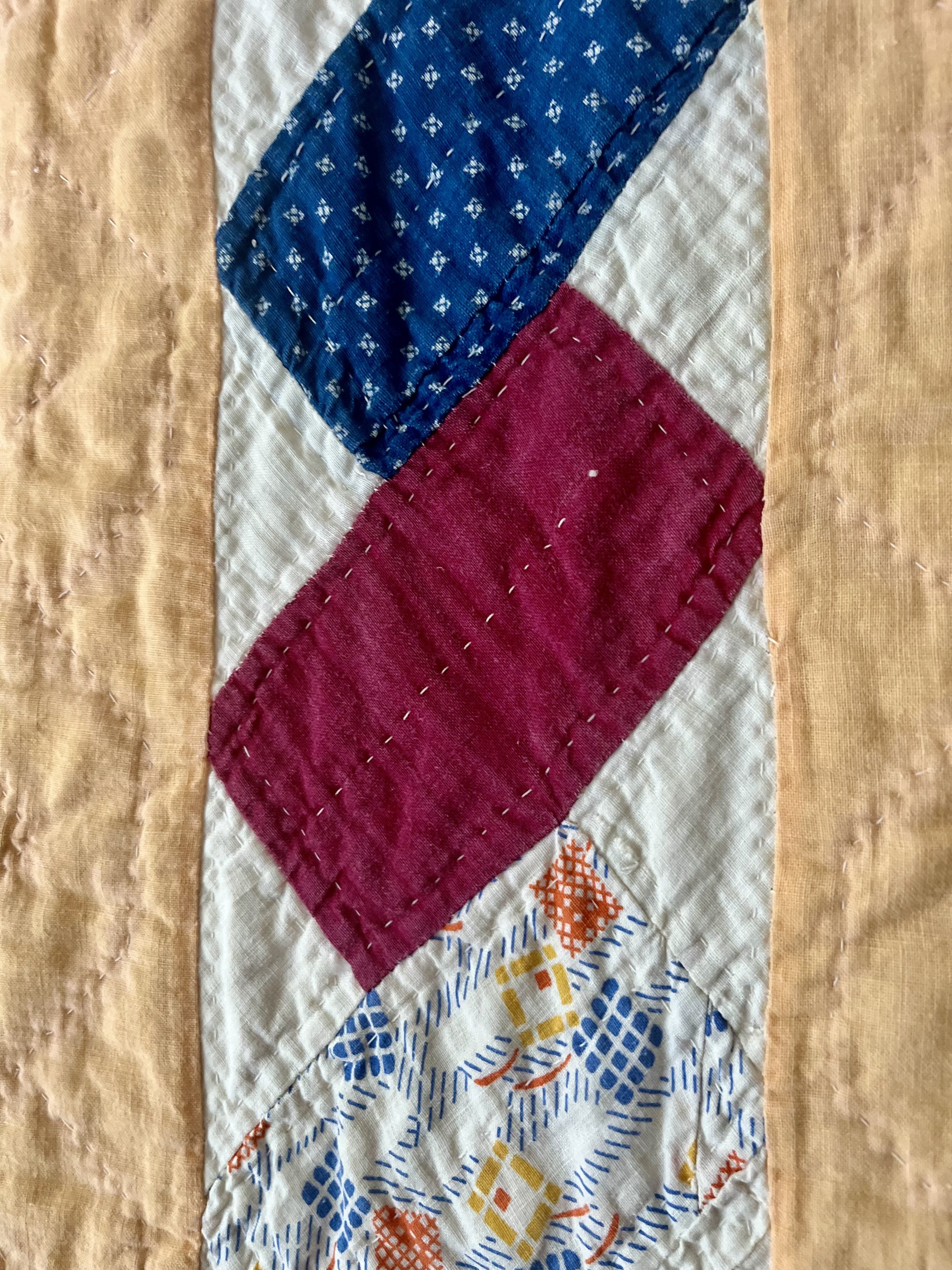 Vintage, handmade brickwork quilt with documentation