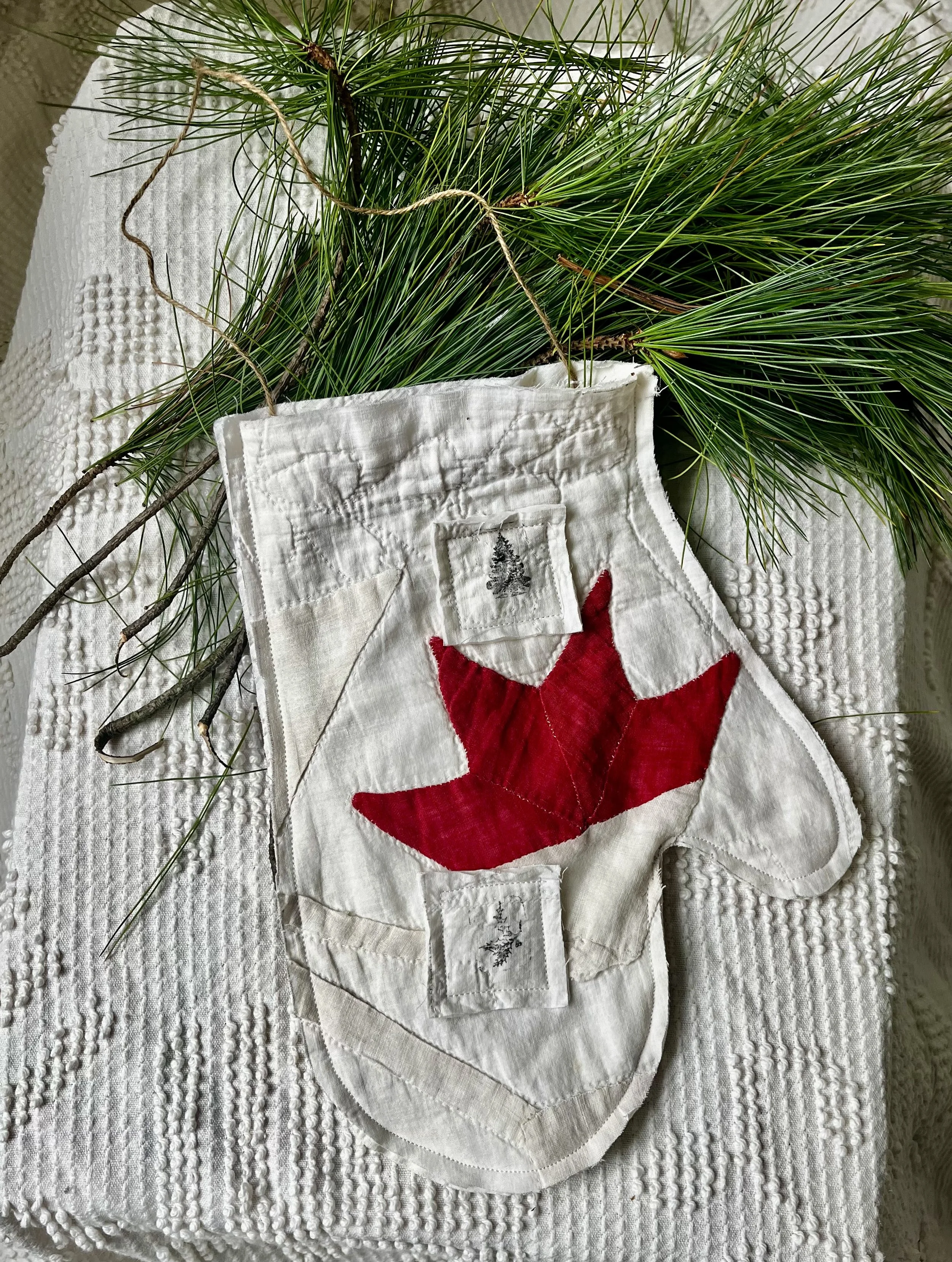 Large Hanging Antique Quilt Mitten