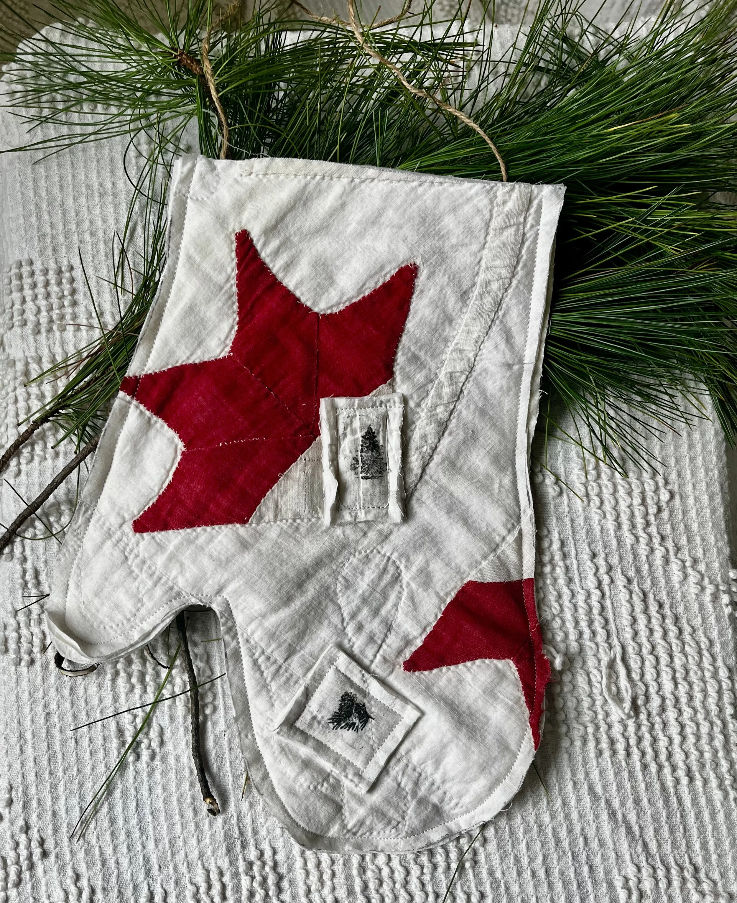 Large Hanging Antique Quilt Mitten