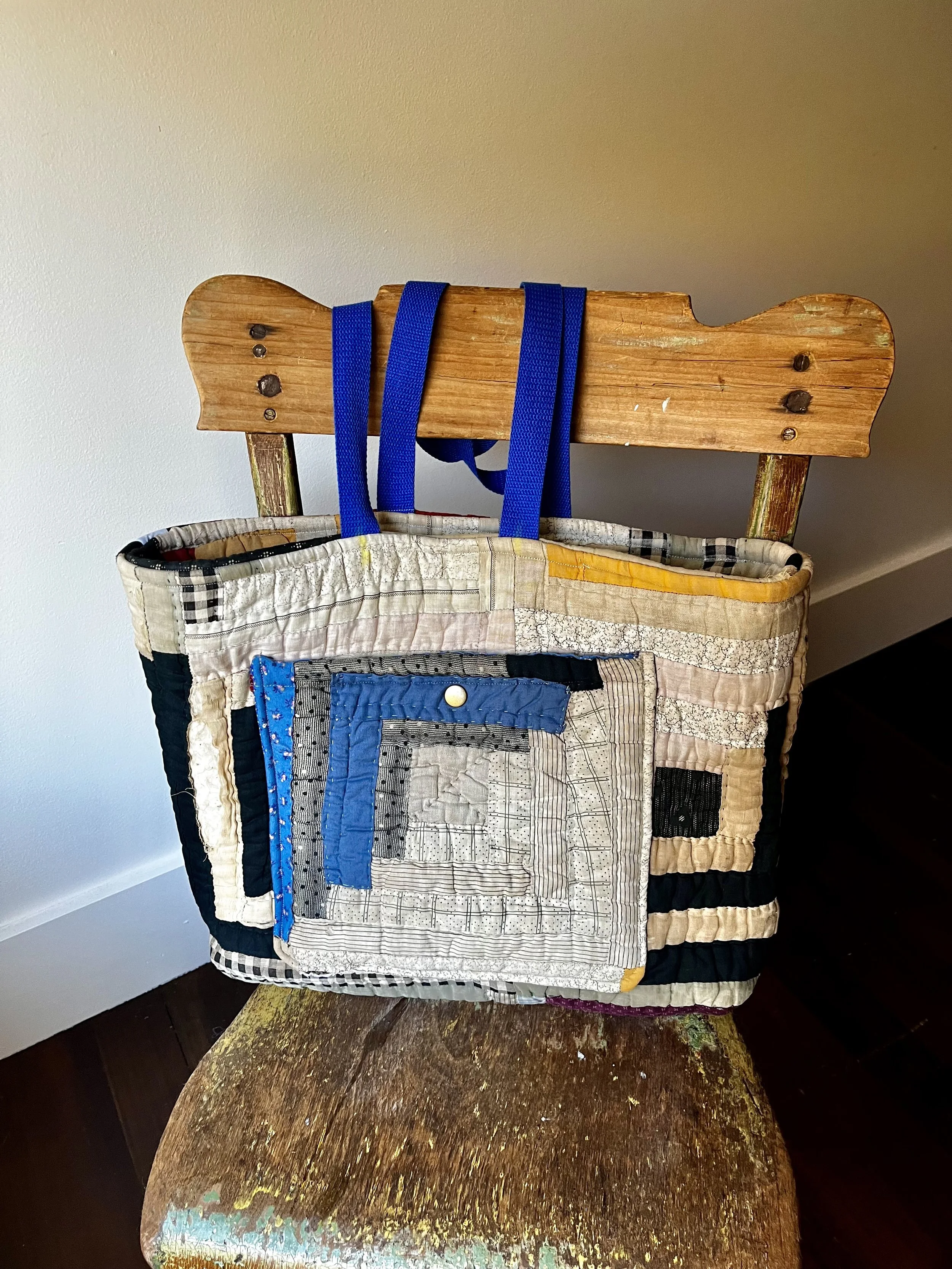 Antique Log Cabin Quilt Tote Bag