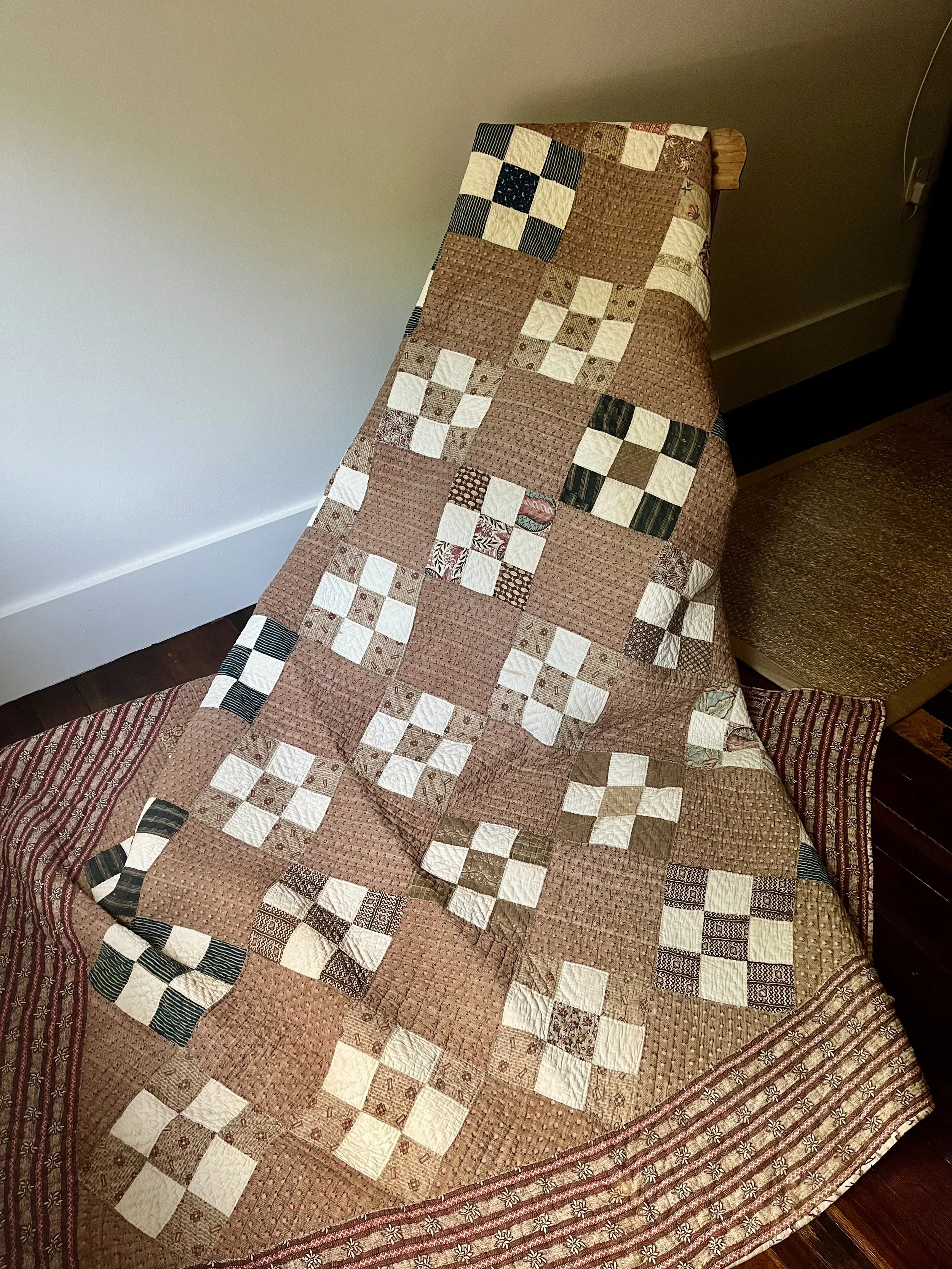 Heirloom Quality 1800s Antique Nine Patch Quilt