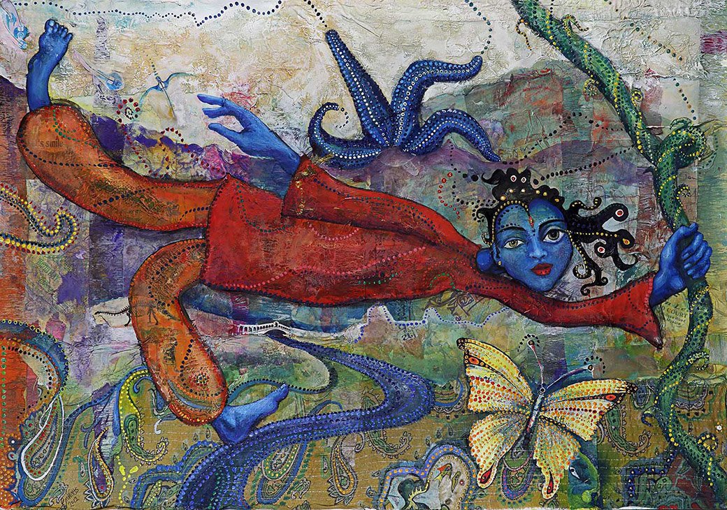 Chidananda- Paint and collage on paper