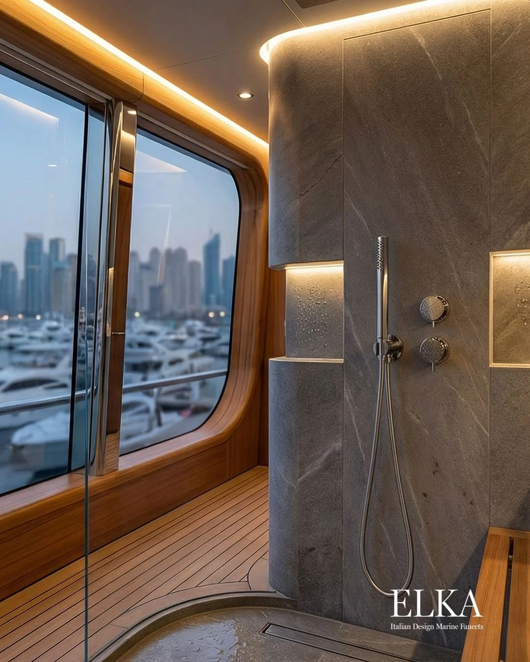 Precision in every detail. ⚙
Model 225050_DEVKIT: Wall-mounted mixer and diverter group featuring a sleek microphone hand shower. Designed to minimize visual clutter while maximizing functionality. The ideal solution for modern yacht interiors where 
