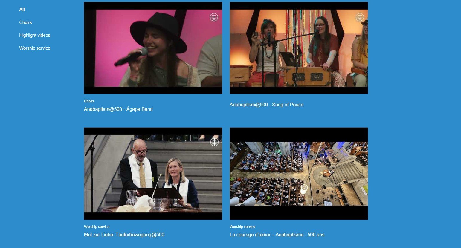 screenshot of page displaying multiple videos