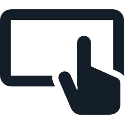 Touchscreen icon representing one-touch control for meeting room lighting, displays, and presets