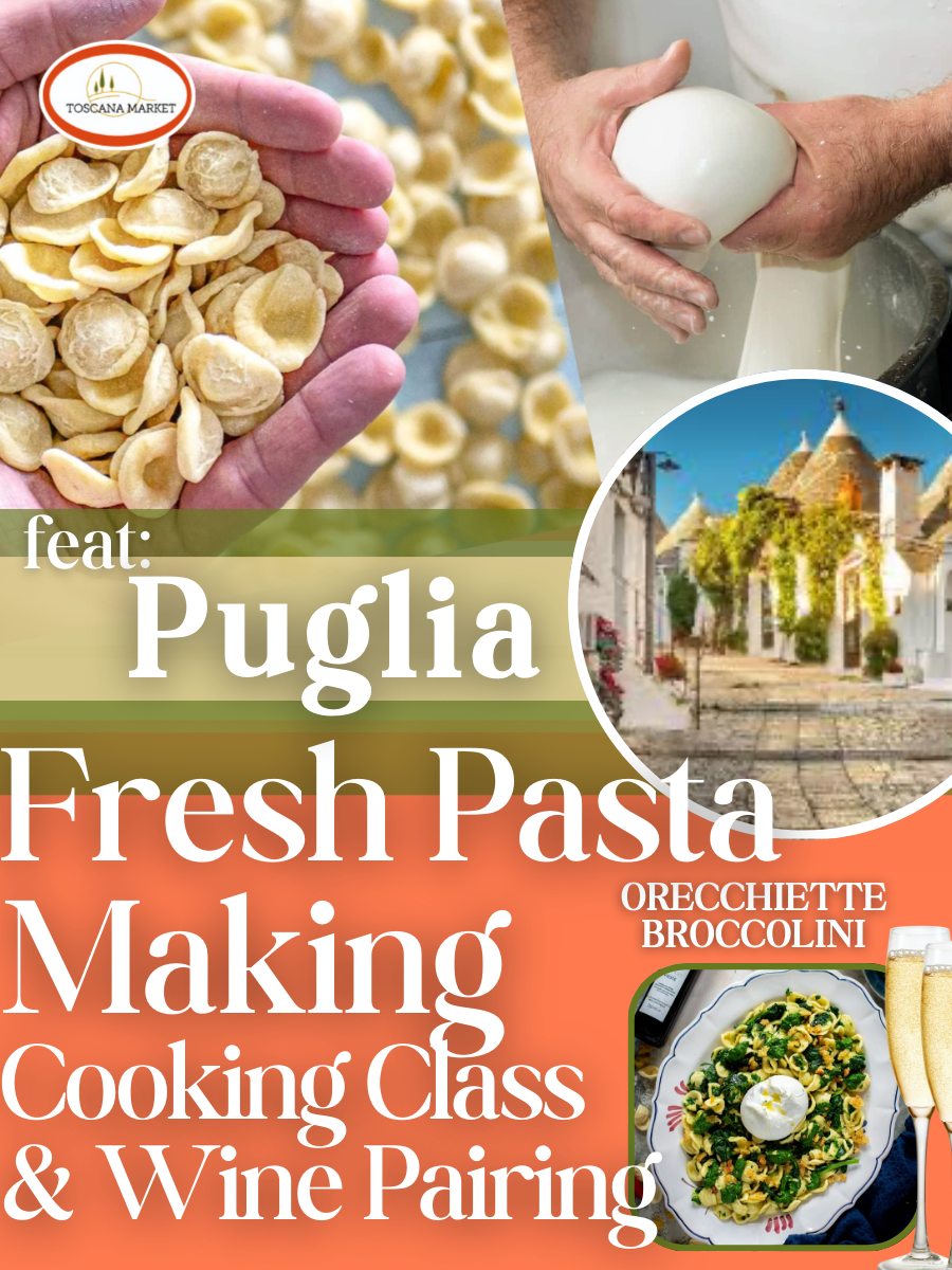 03/07 Puglia - Burrata Making  Cooking Class with Wine Pairing. 11am-1pm.