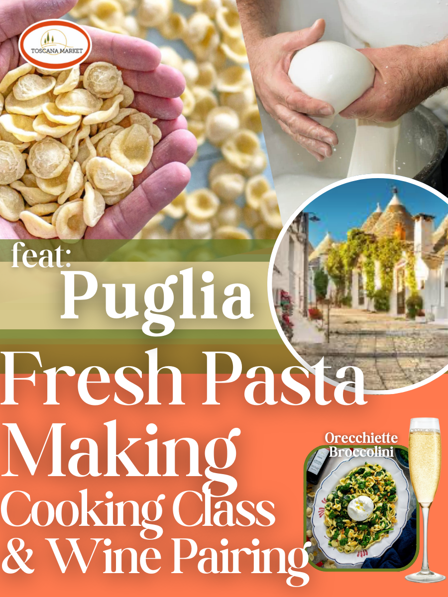 03/07 Puglia - Burrata Making  Cooking Class with Wine Pairing. 11am-1pm.
