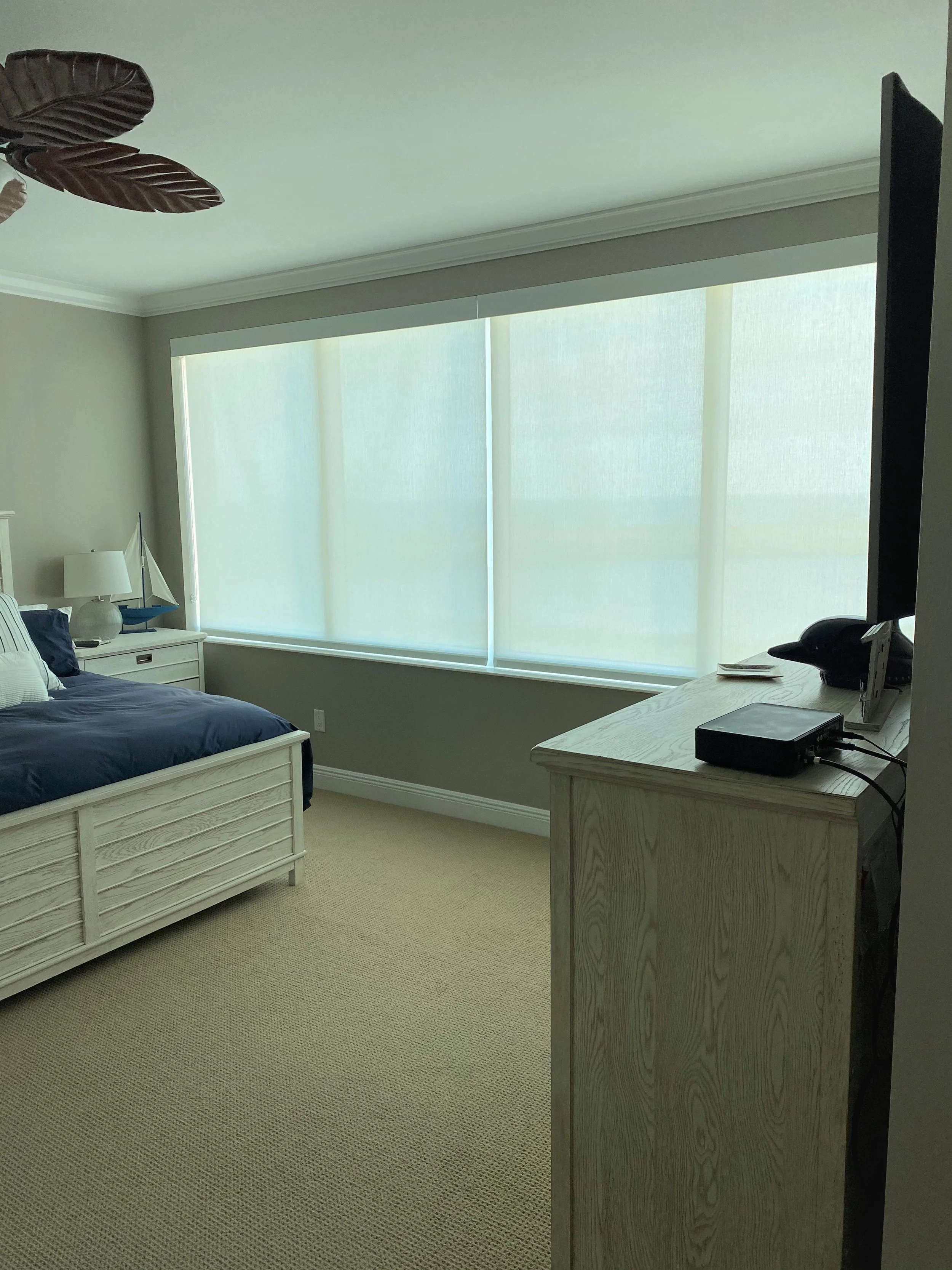 Guest Bedroom, Roller Shades 1% Brite White with Fabric 4 inch Valances.jpg