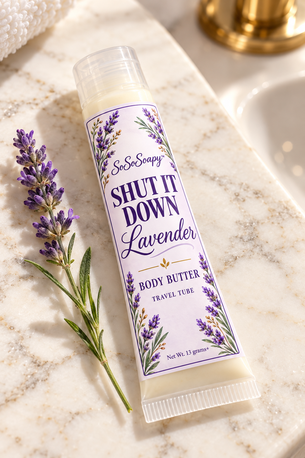 THE SHUT IT DOWN LAVENDER BODY BUTTER TRAVEL TUBE