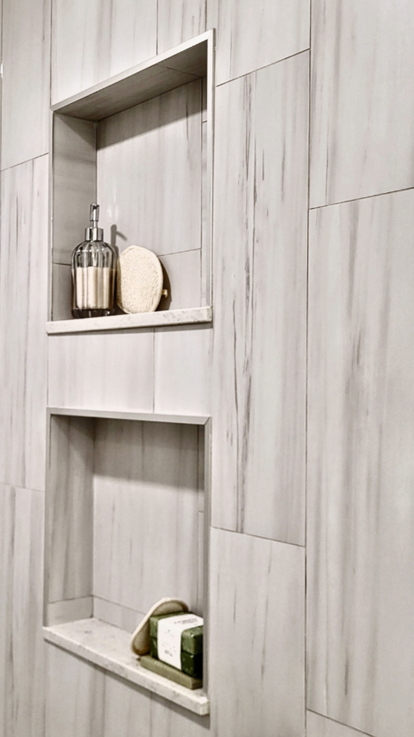 Tile Niche with quartz ledge