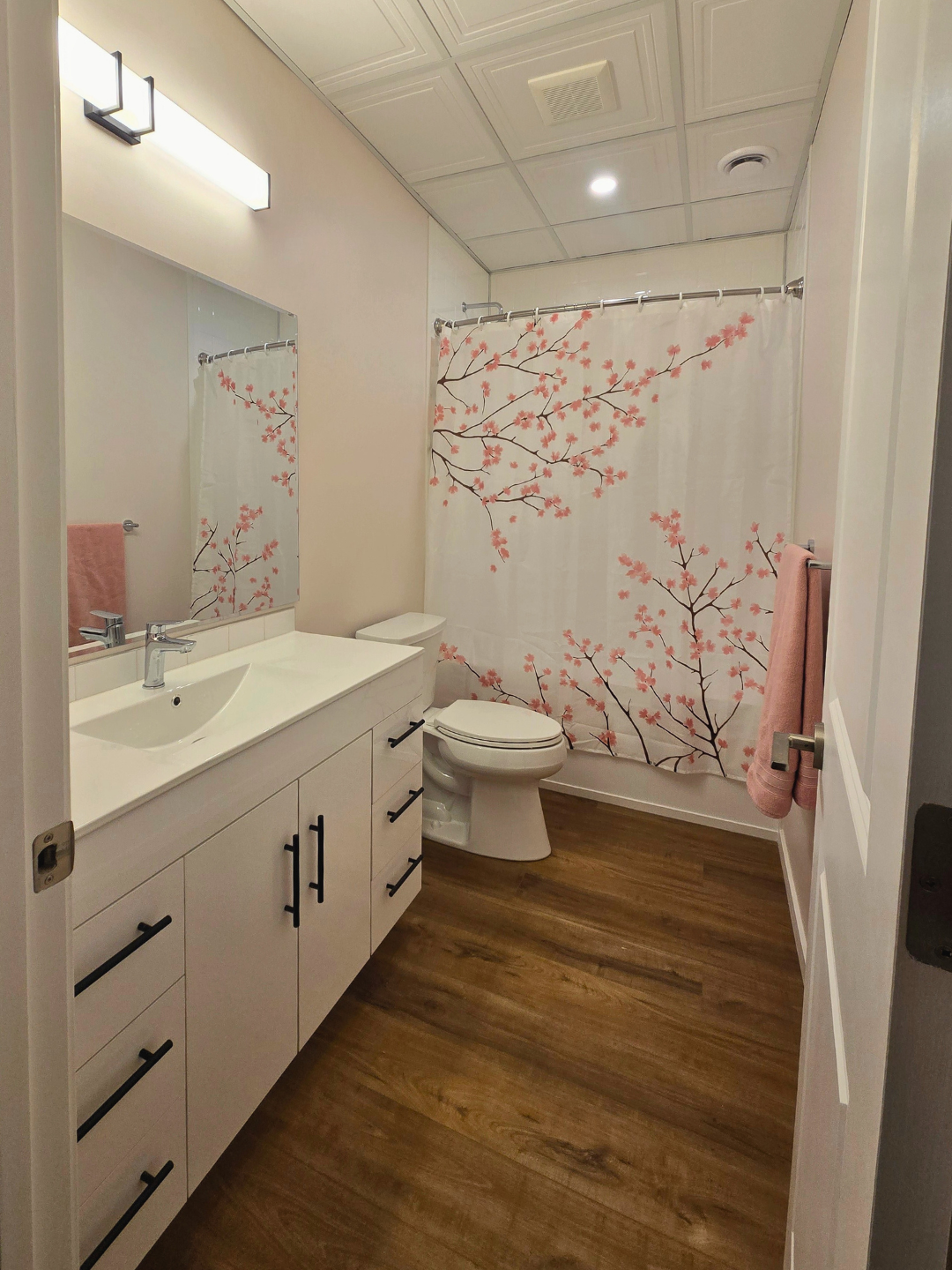 White and Pink Bathroom