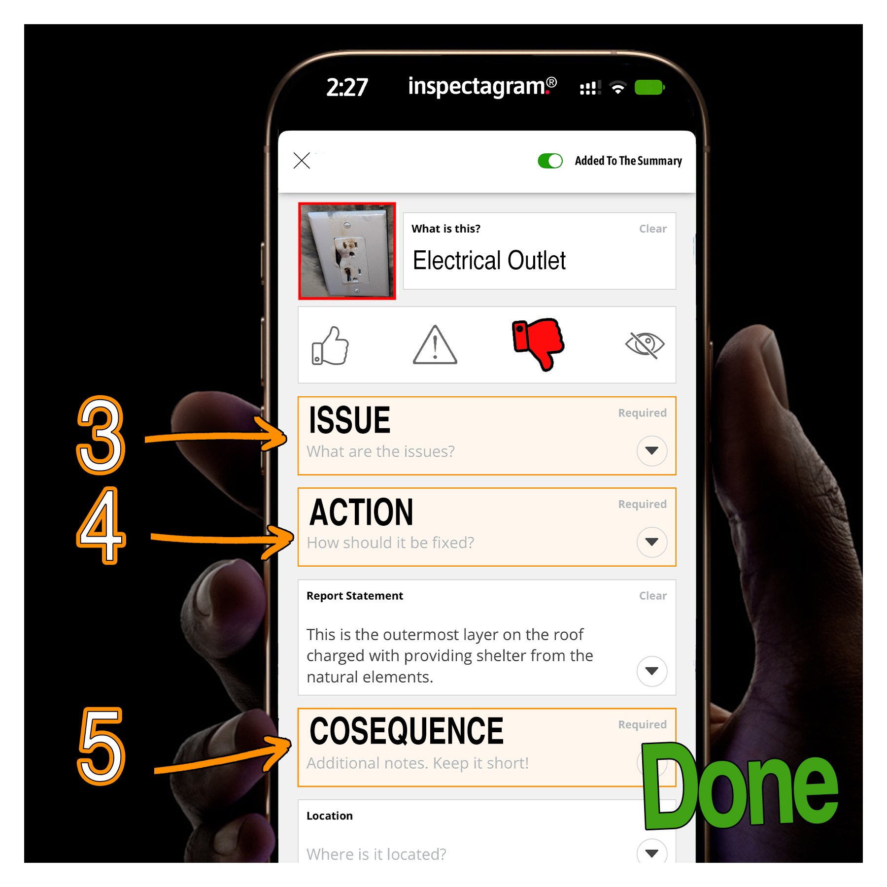 3. PIck issue 4. Pick action 5. Pick consequence.