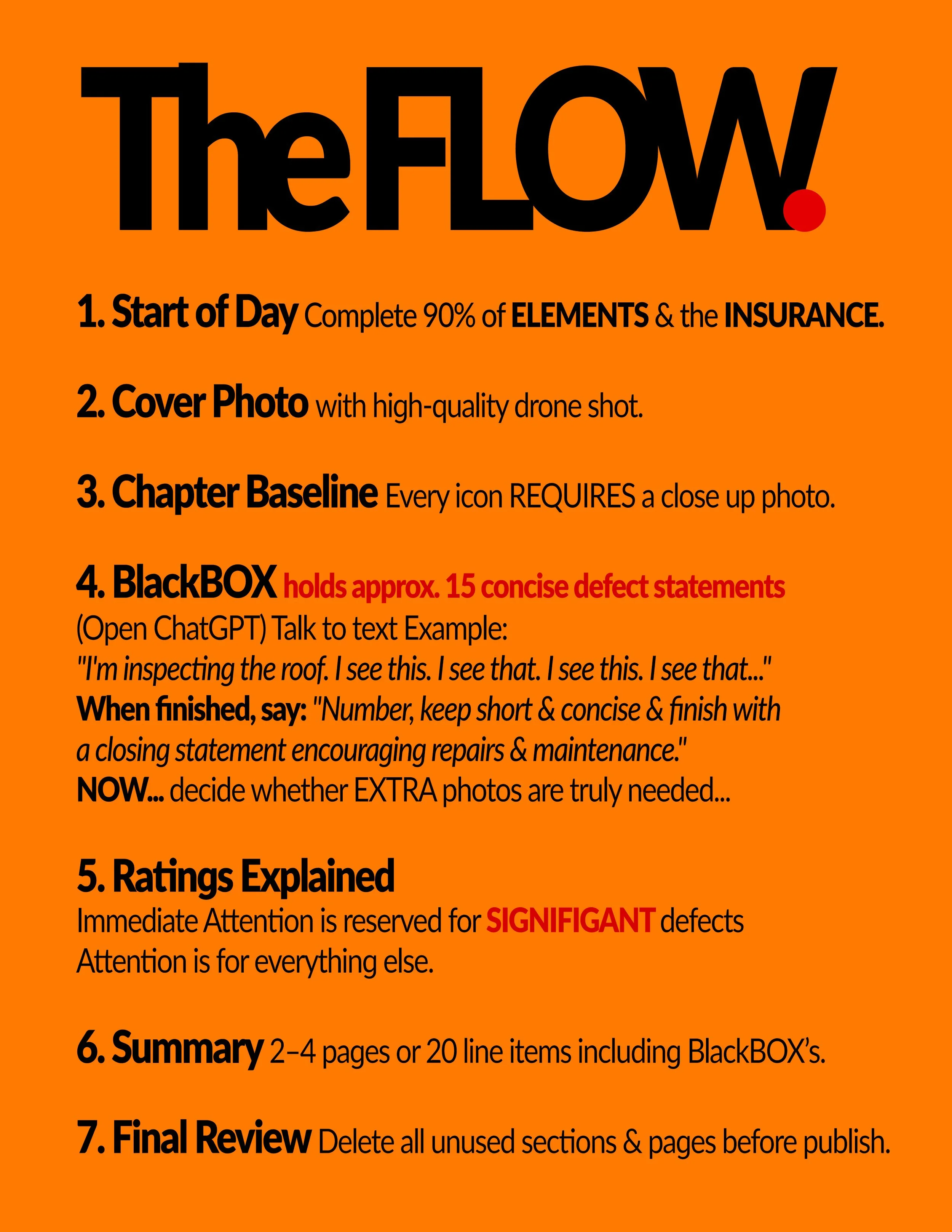 Orange cheatsheet for inspections