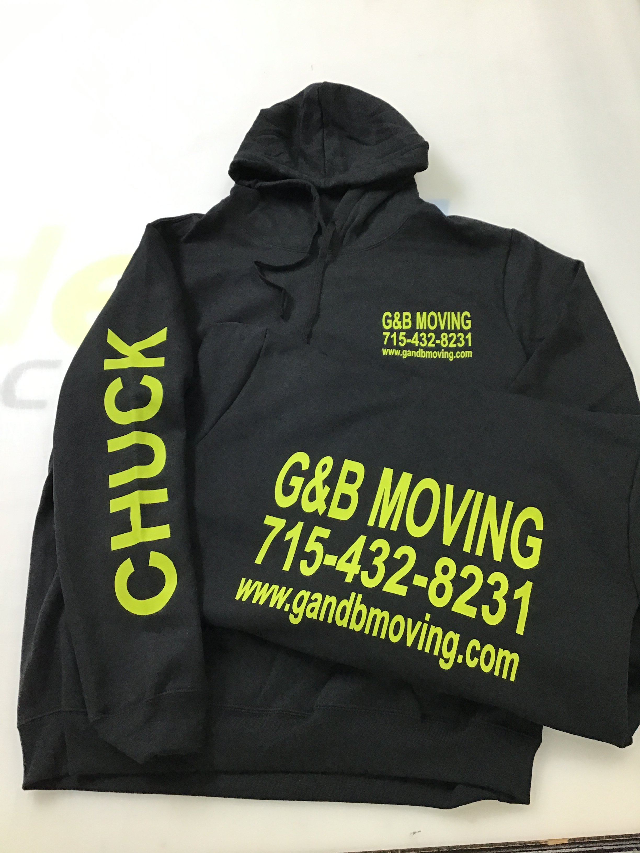 gray hoodie with direct to film printed graphics