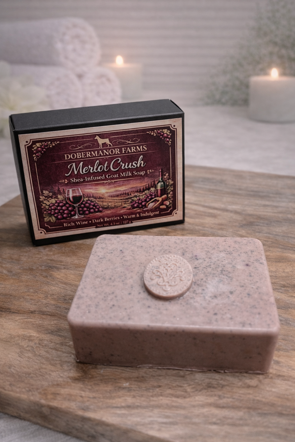 Merlot Crush Goat Milk Soap Front DIsplay 2.png