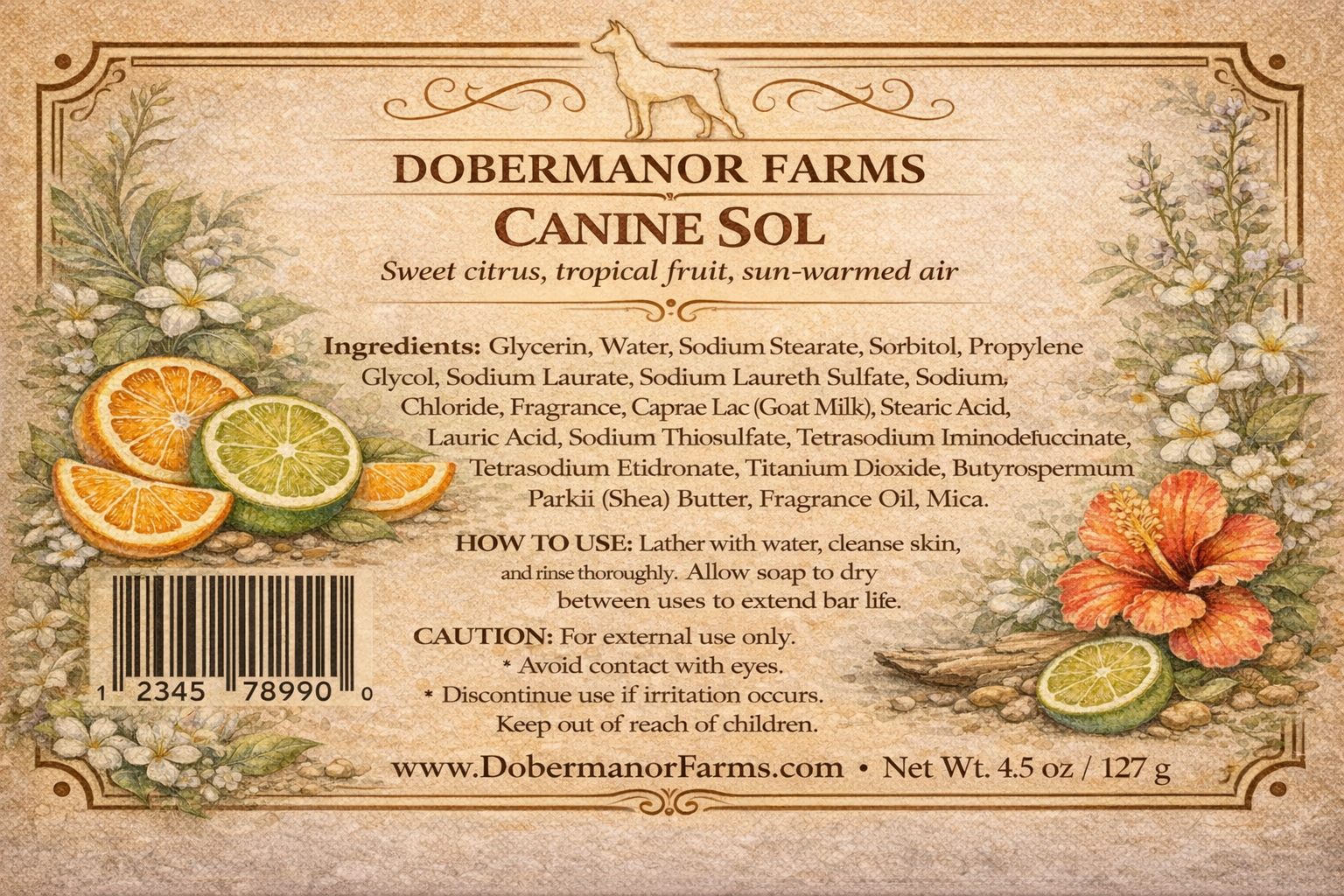 Canine Sol Goat Milk Soap Back Label.png