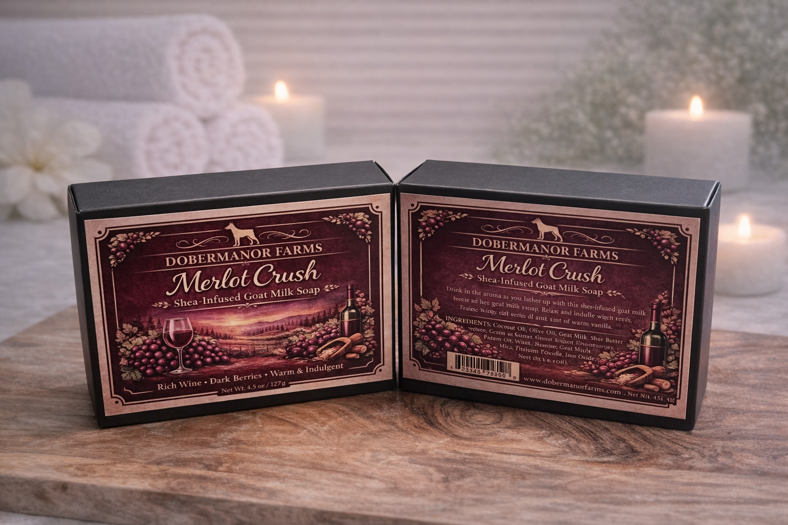 Merlot Crush Goat Milk Soap Front DIsplay.png