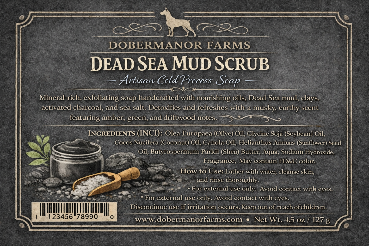 Dead Sea Mud Scrub Cold Process Soap Back Label.png