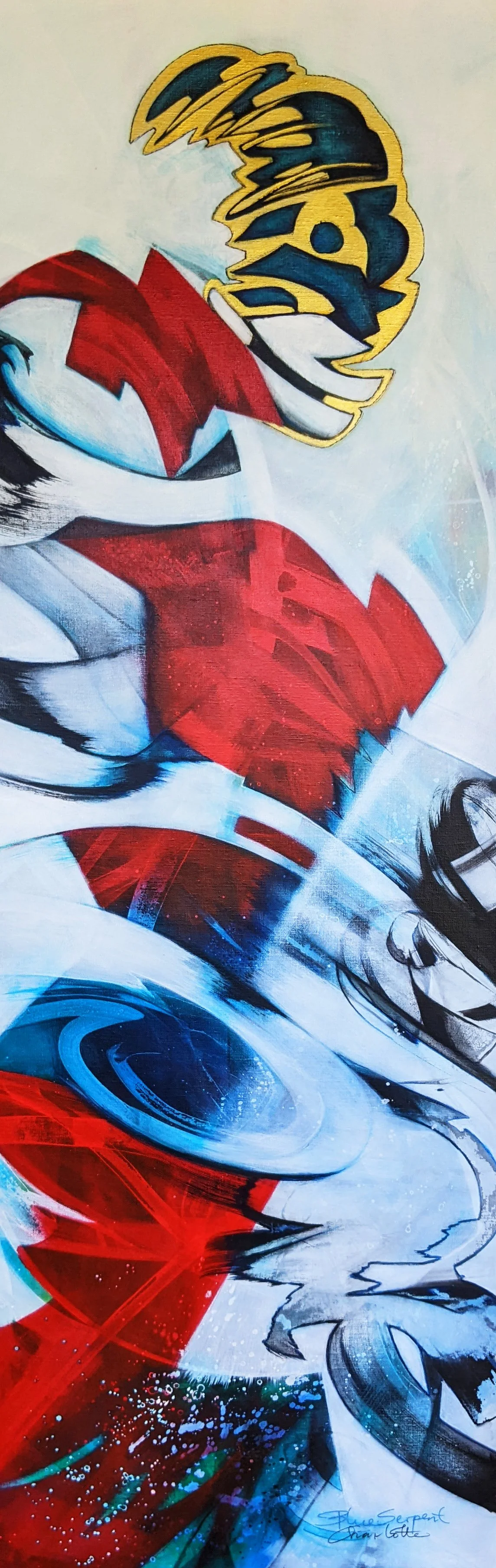 "Woman of the Waters", 2023, h: 140 cm, w: 46 cm, acrylic on canvas.